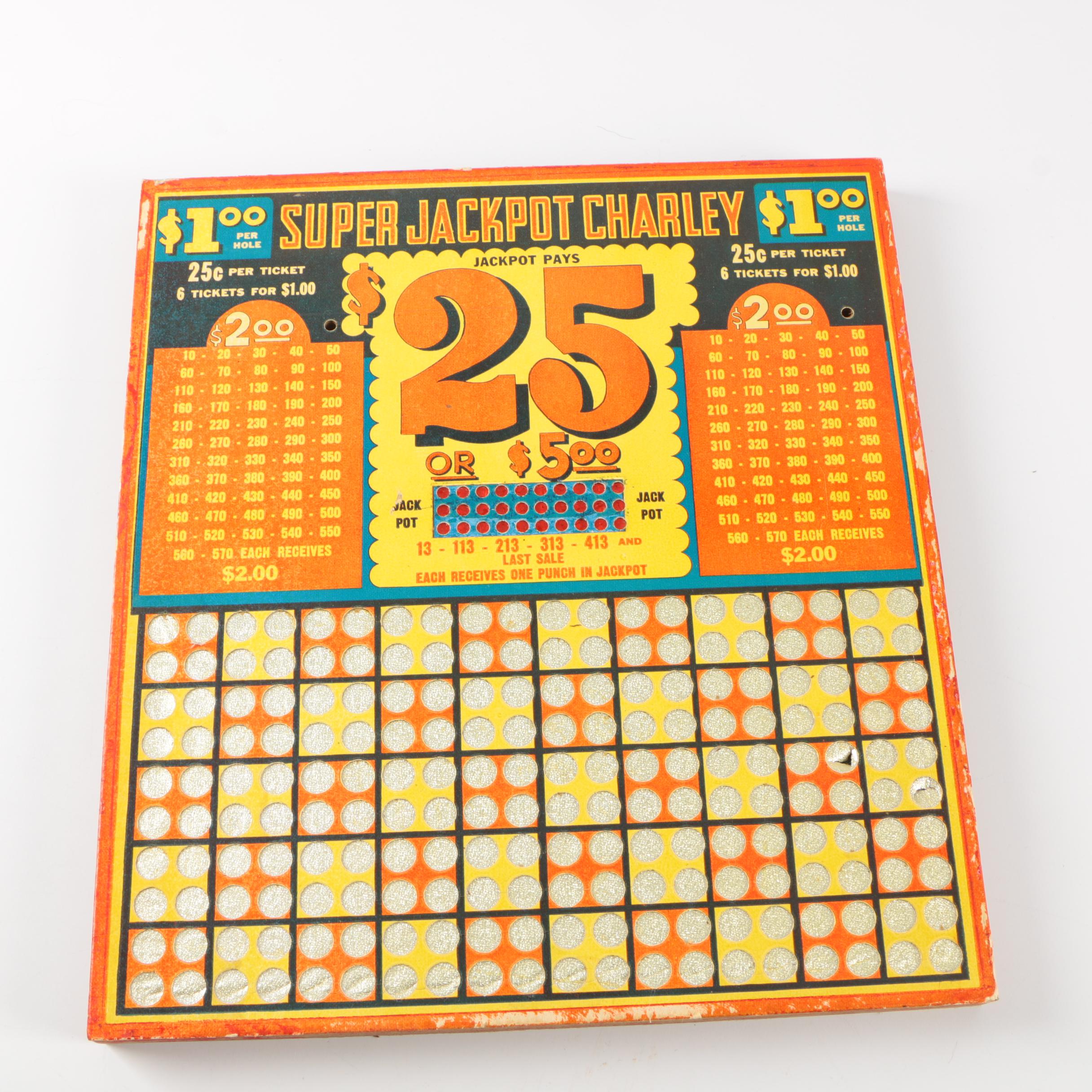Assortment of Vintage Lottery Items Including Super Jackpot Charley