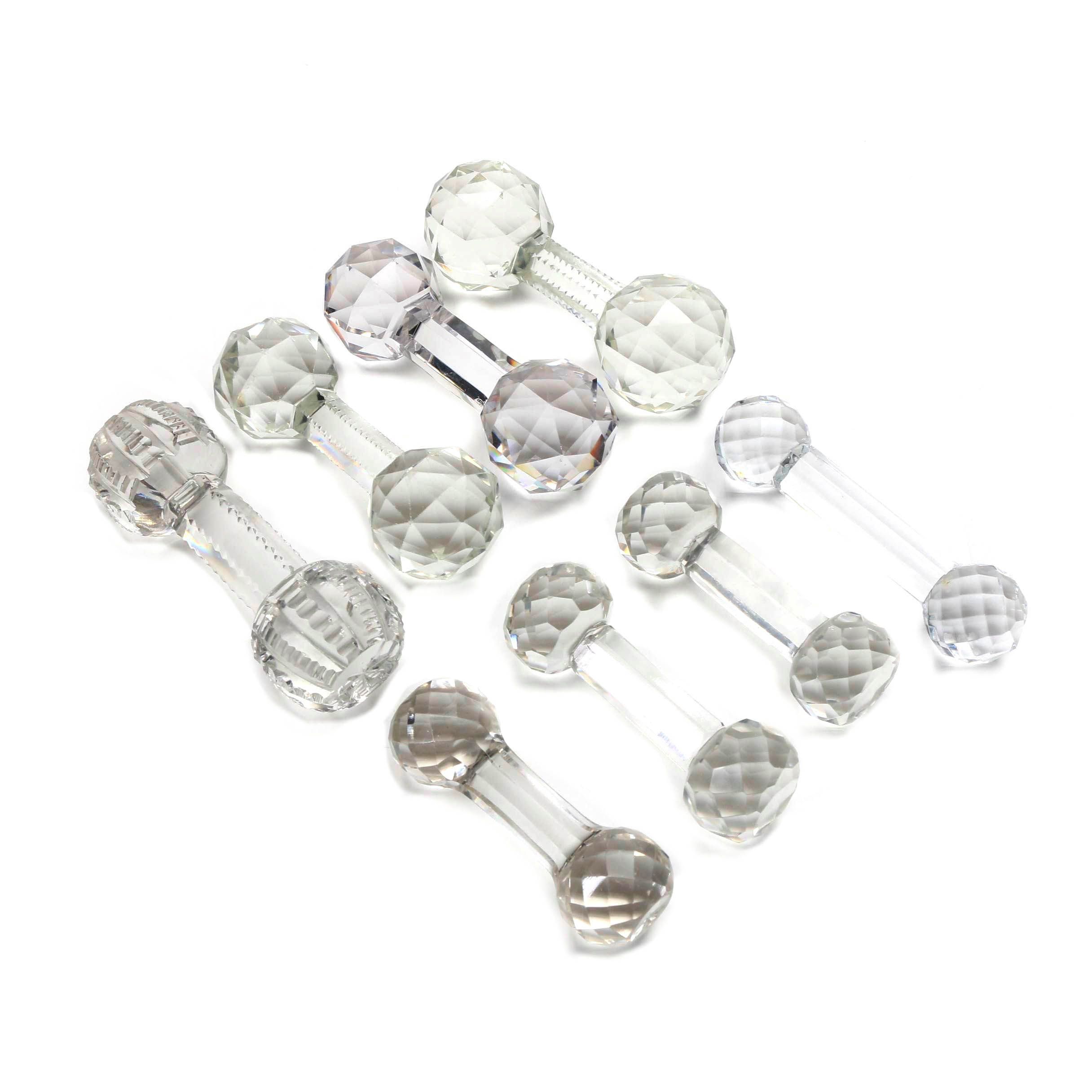 Six Vintage Faceted "Dumb Bell" Form Crystal Knife Rests