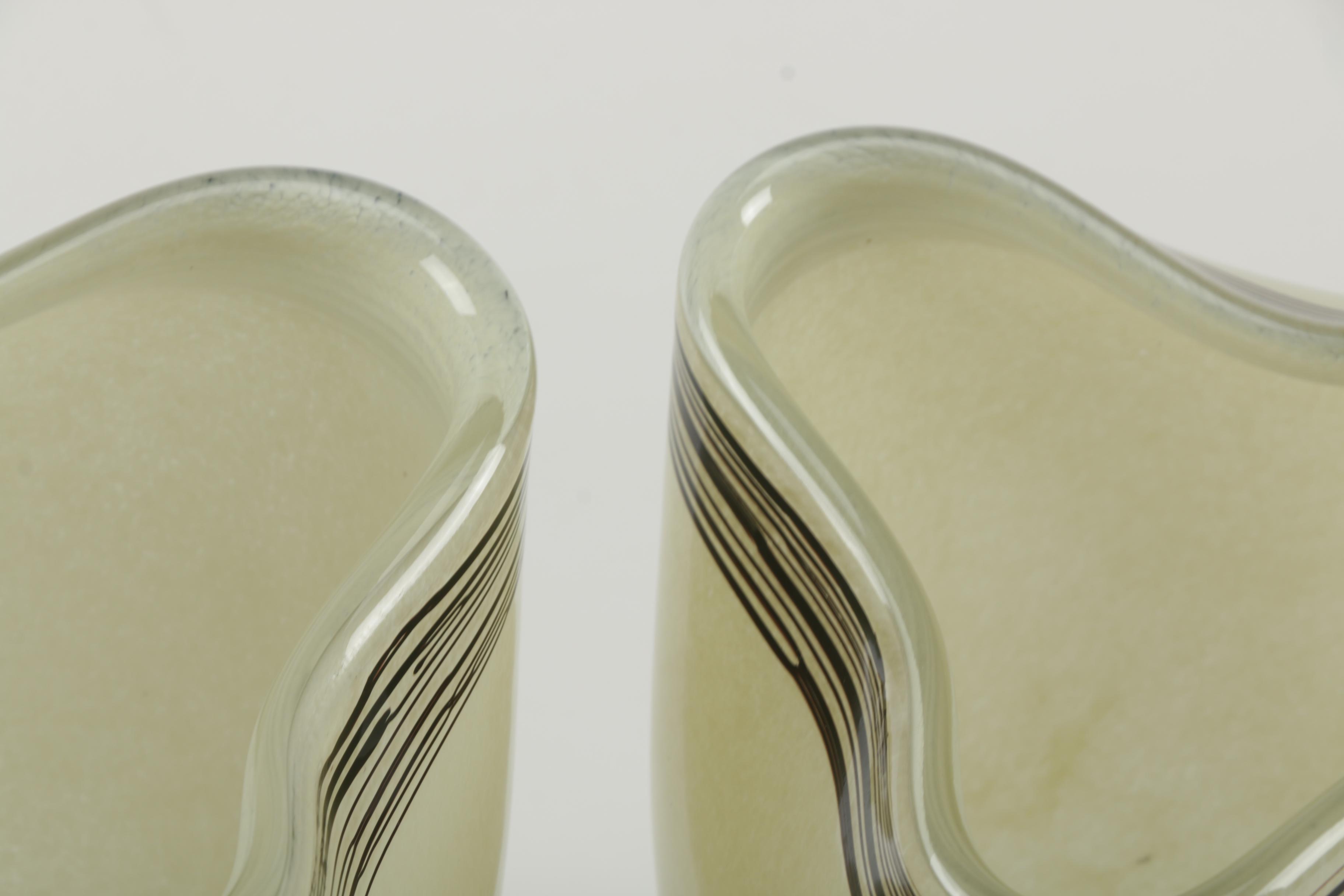 Handblown White Art Glass Vases