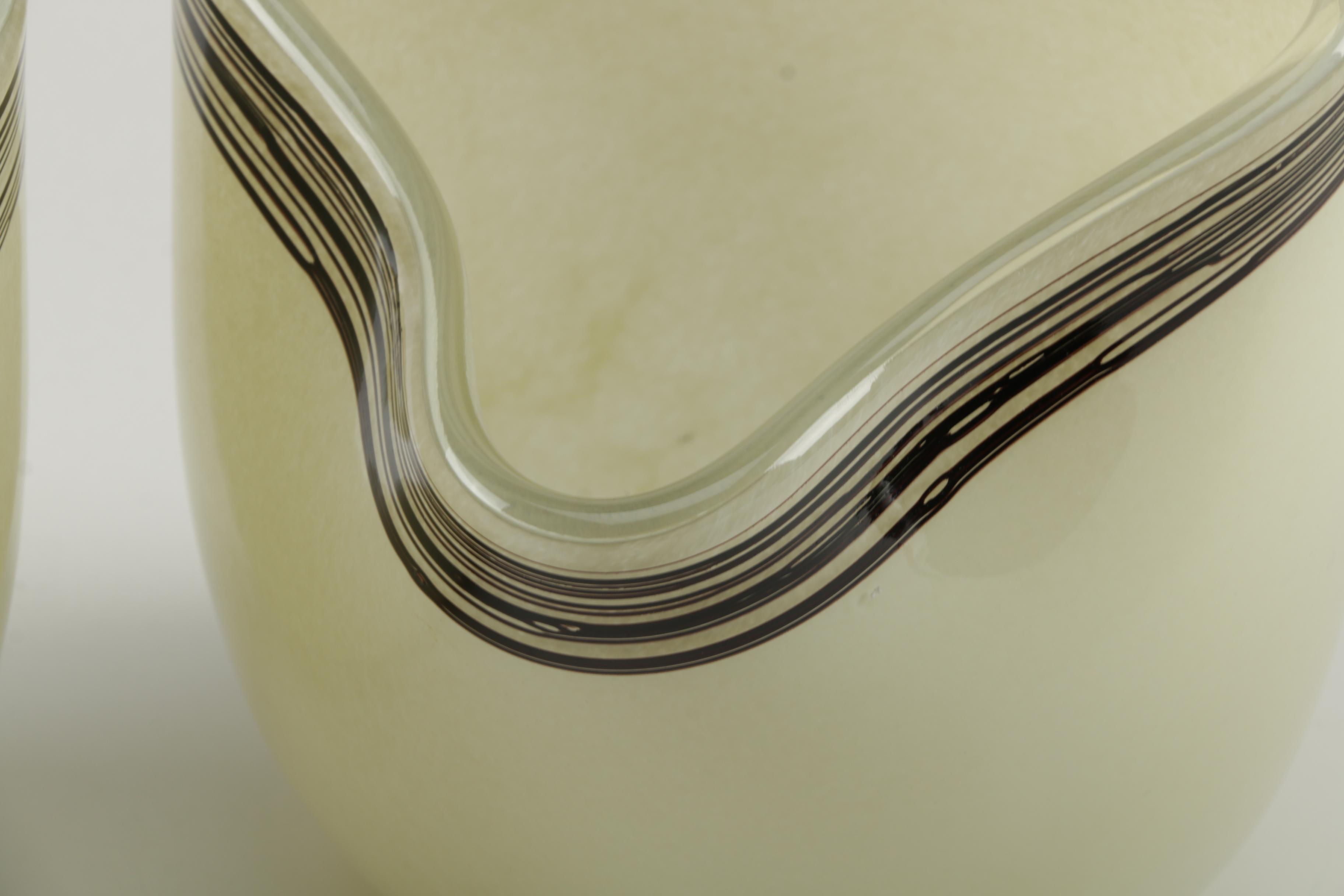 Handblown White Art Glass Vases