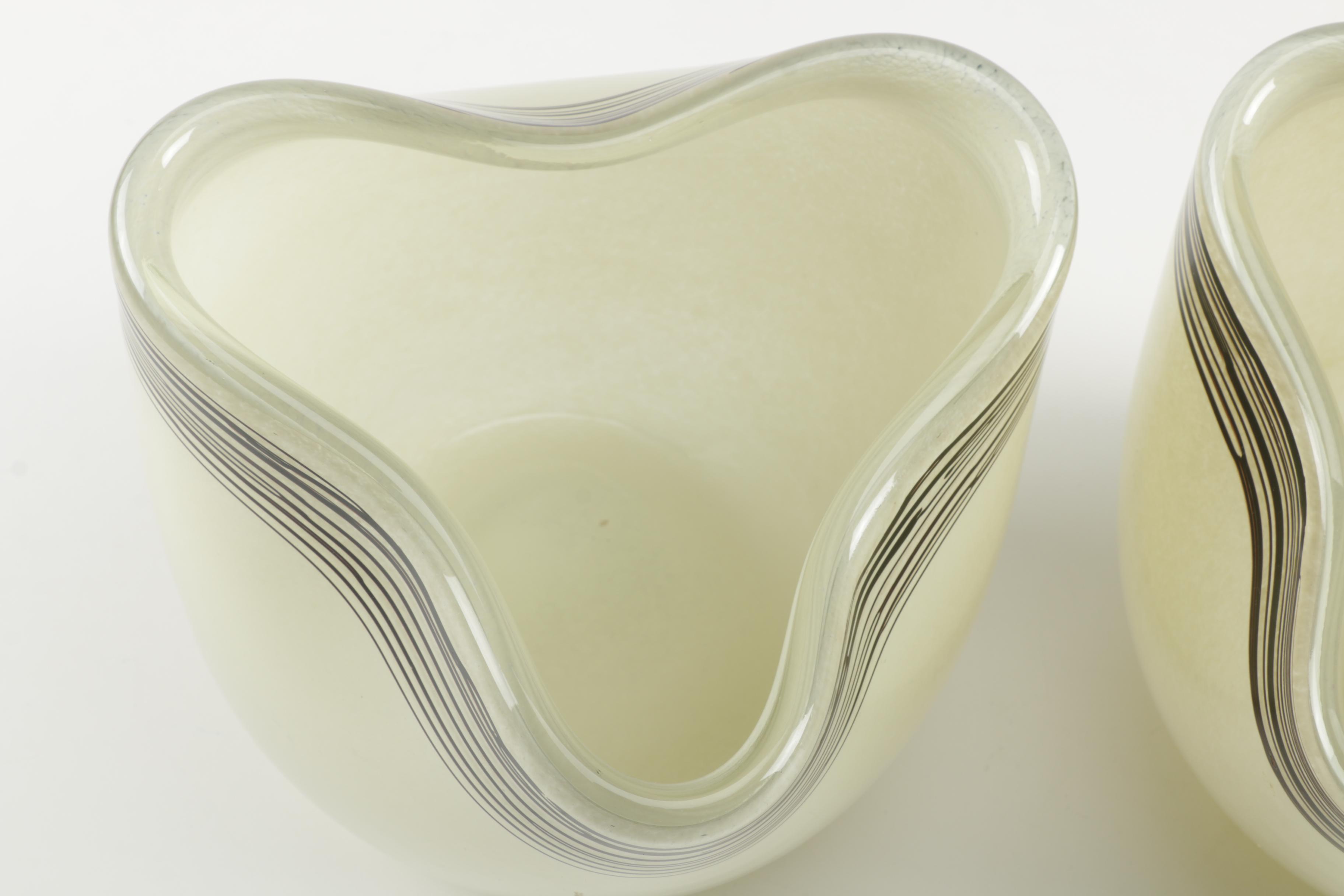 Handblown White Art Glass Vases