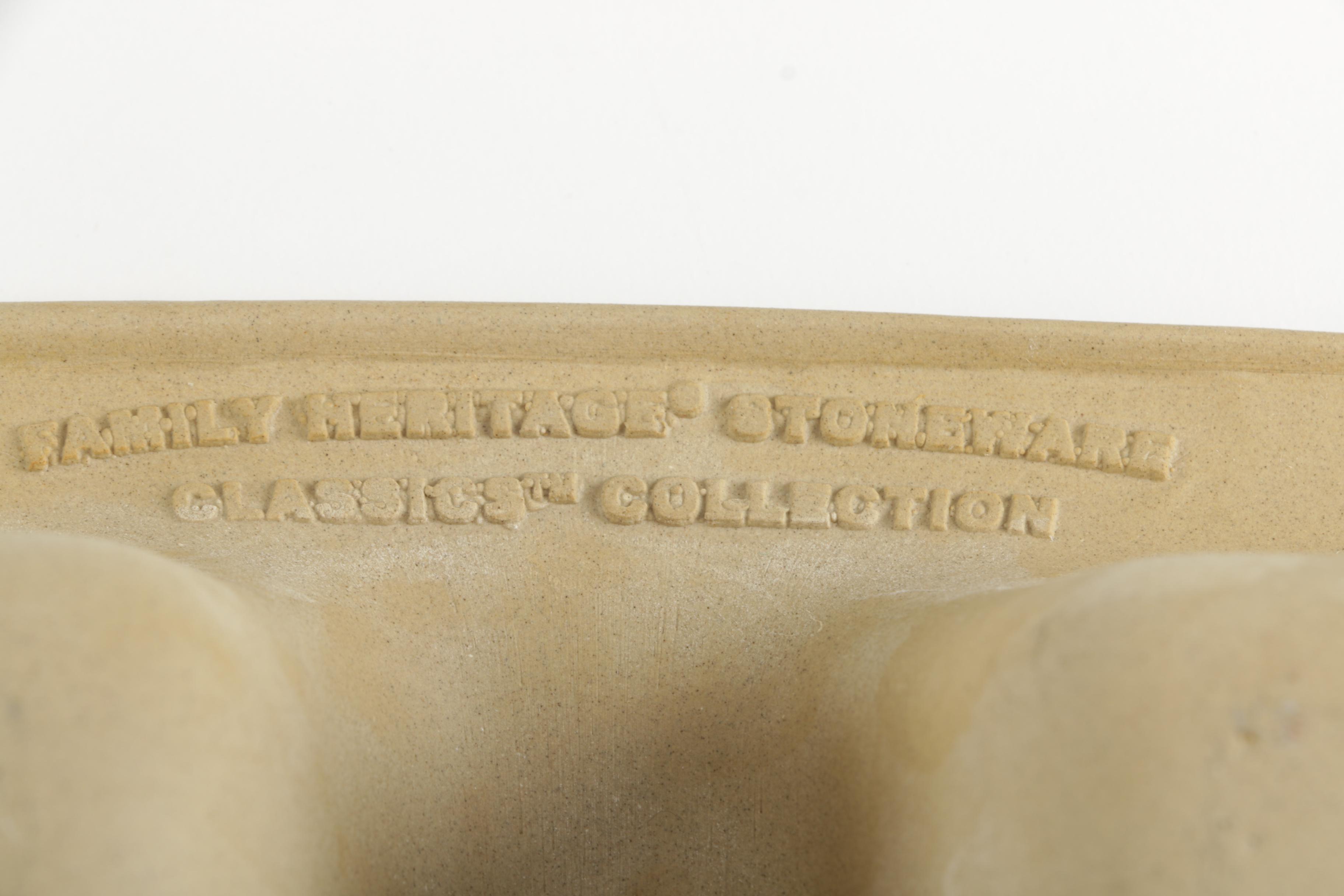 Two Floral Serving Bowls with Stands and Lids and Stone Loaf Pan