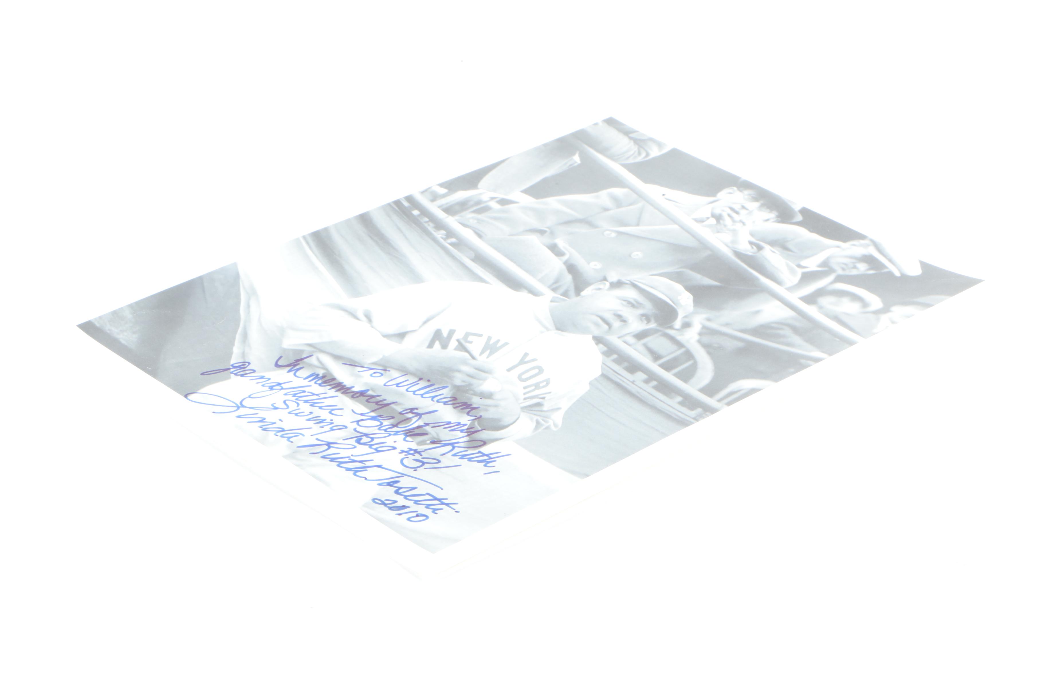 Lithograph After a Photo of Babe Ruth Signed By Ruth's Granddaughter