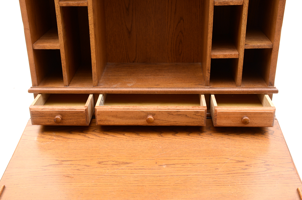 Broyhill Oak Desk with Hutch and Chair