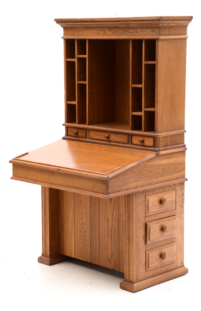 Broyhill Oak Desk with Hutch and Chair