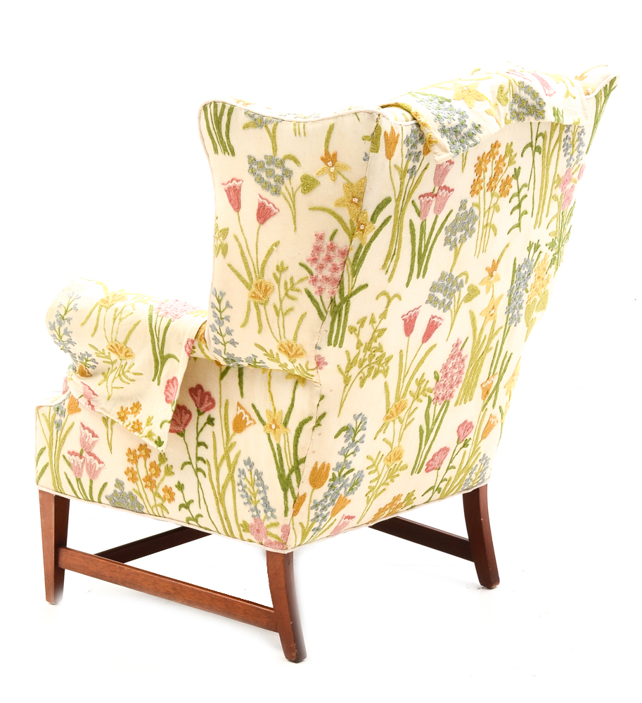 Pair of Embroidered Floral Armchairs