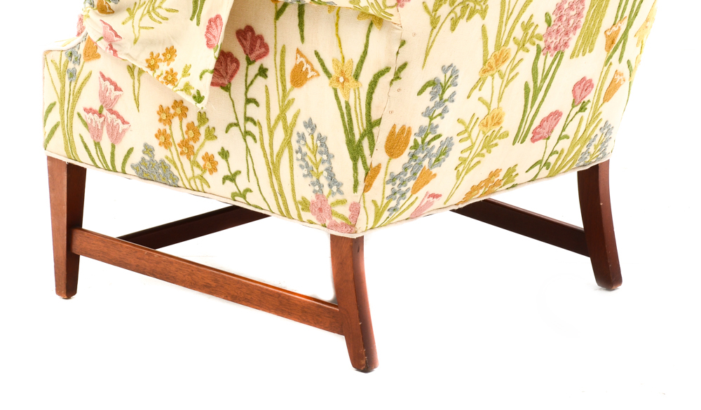 Pair of Embroidered Floral Armchairs