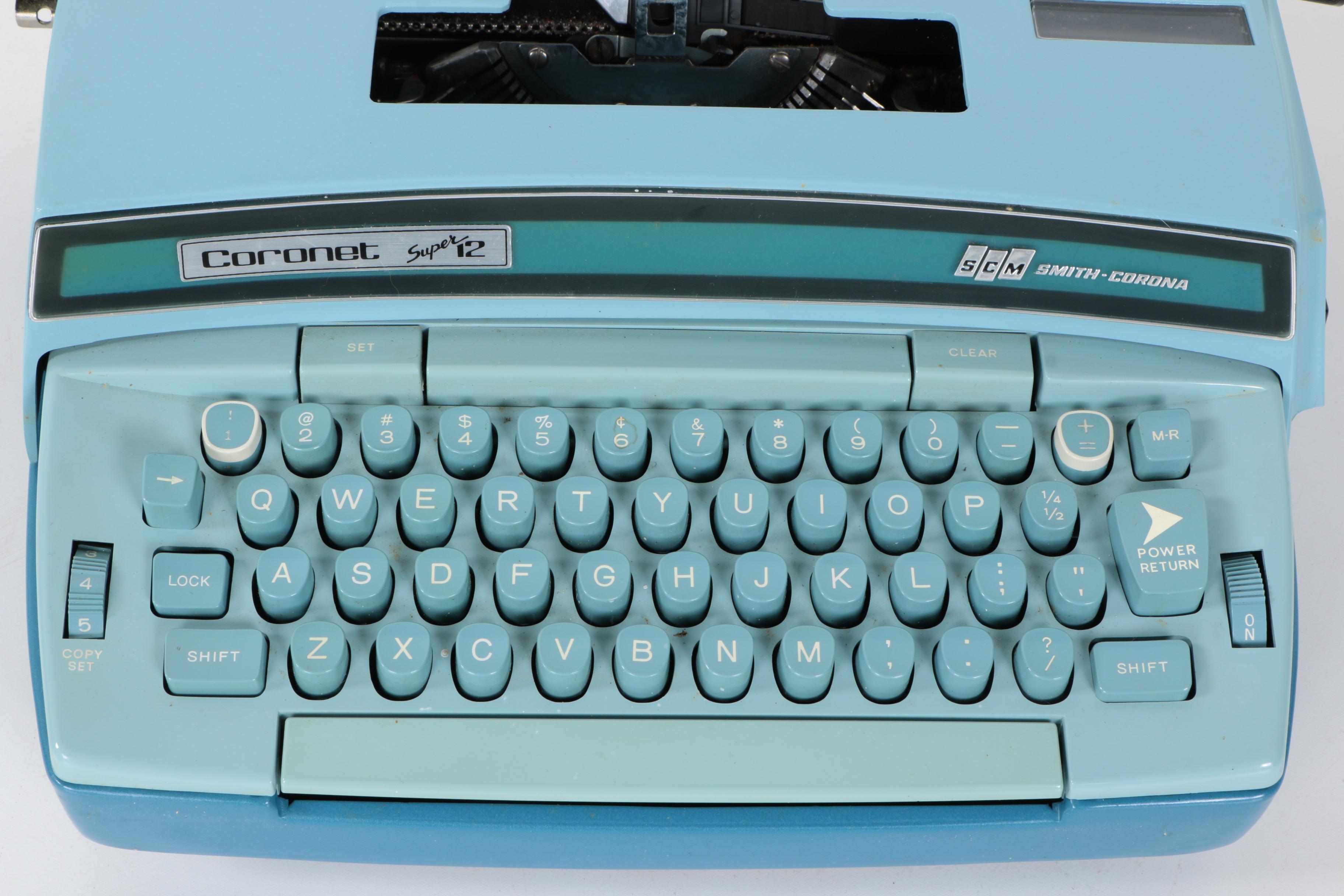 1970s Smith-Corona Coronet Super 12 Coronamatic Typewriter with Case
