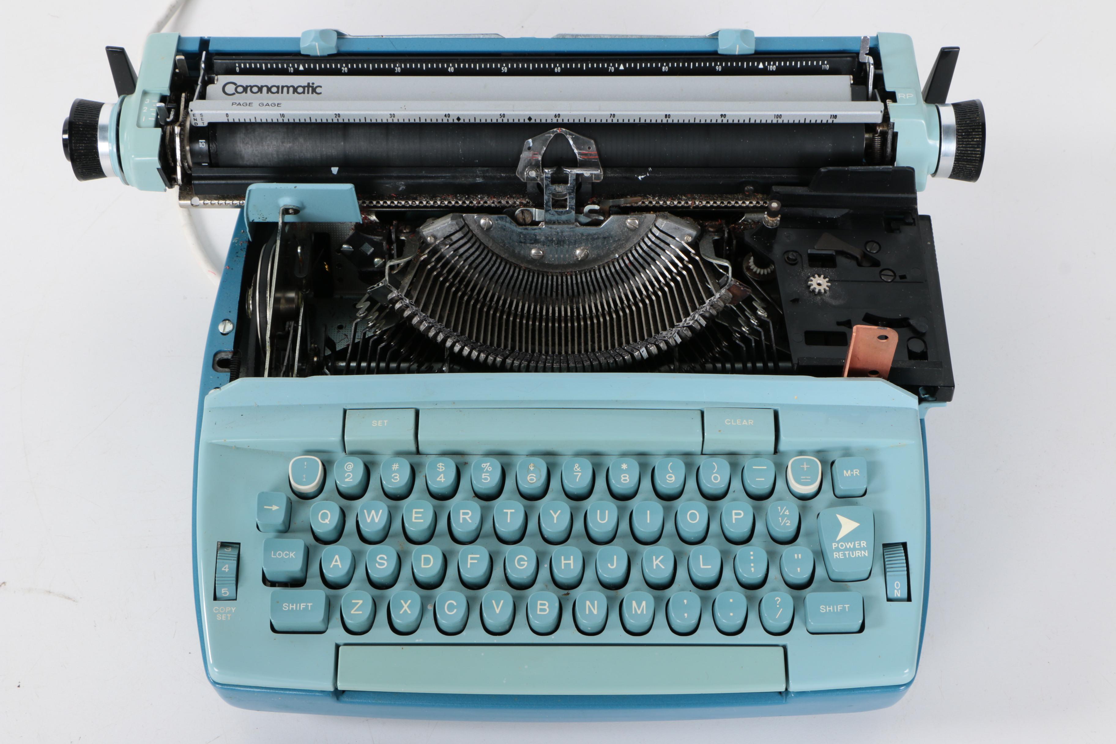 1970s Smith-Corona Coronet Super 12 Coronamatic Typewriter with Case