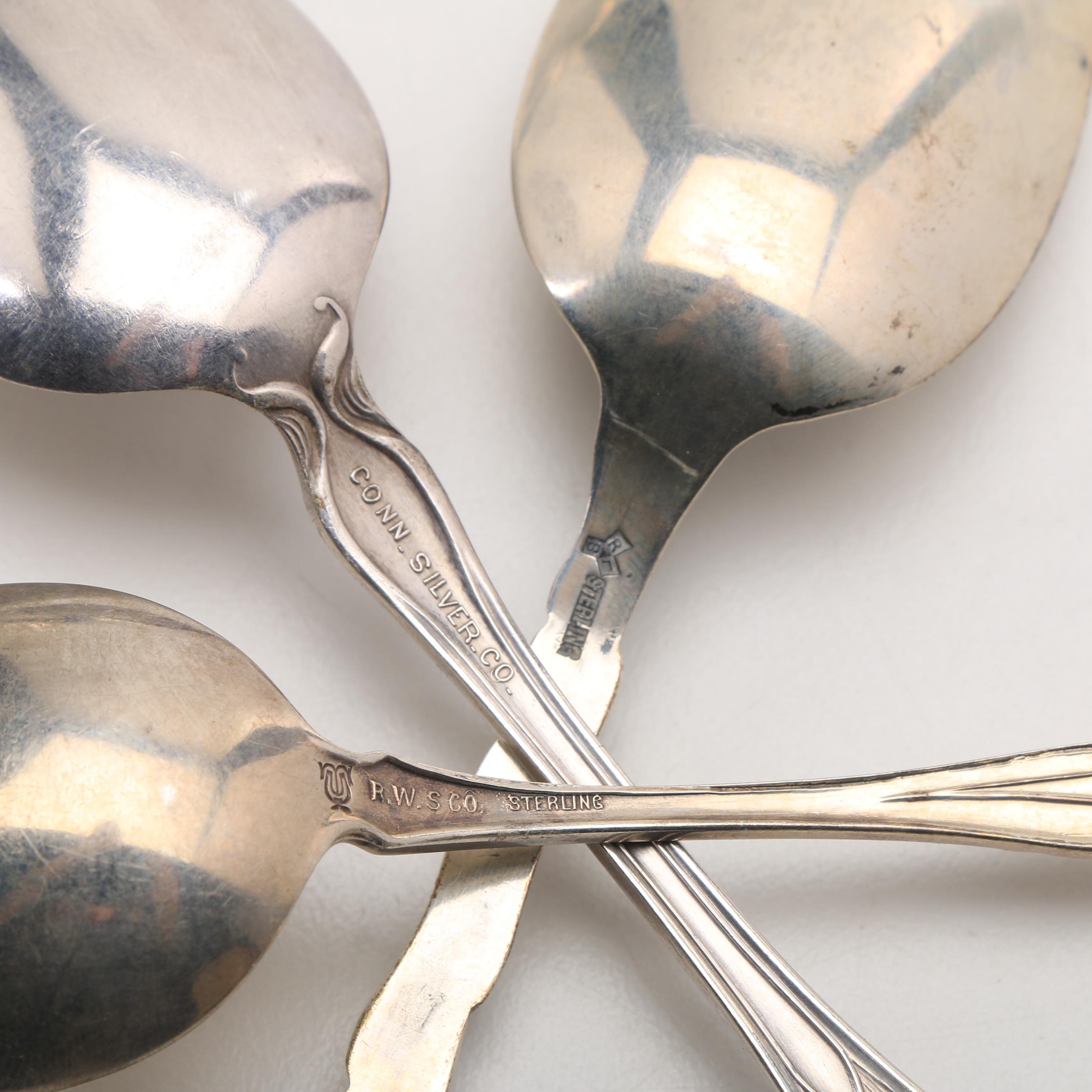 Assortment of Sterling Silver Souvenir Spoons Featuring Wallace