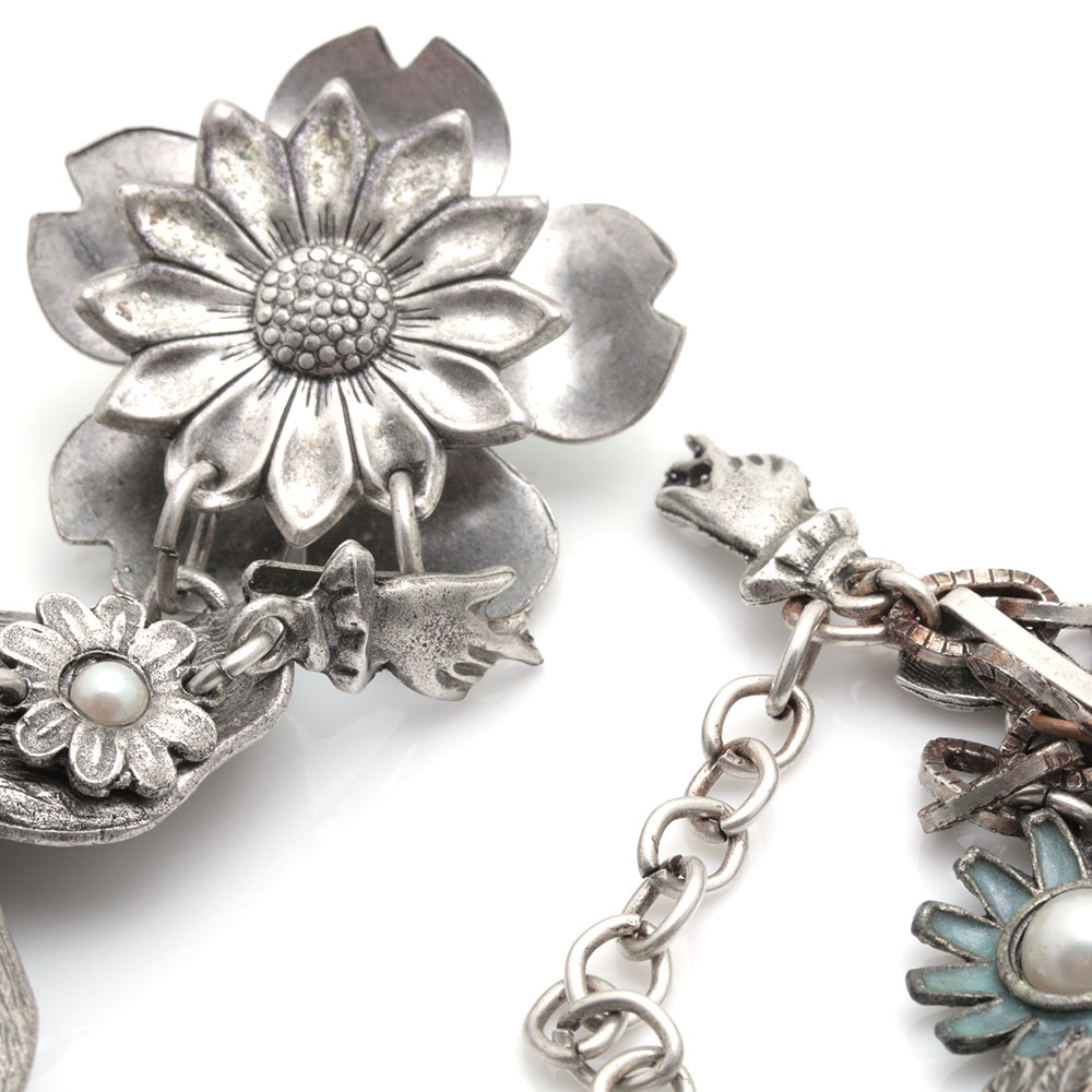 Mary Demarco Silver Tone Blue and Green Stone Bracelet and Necklaces