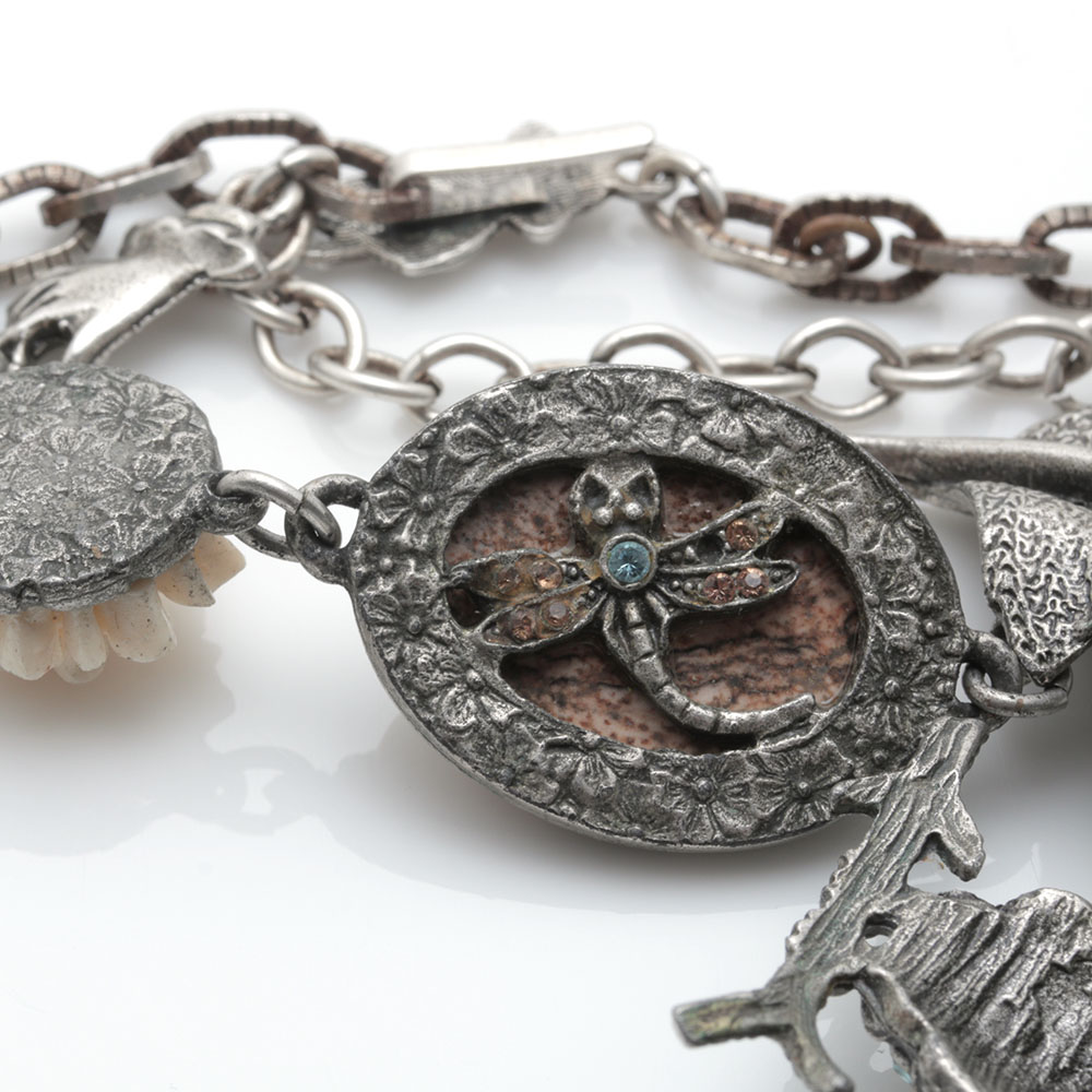 Mary Demarco Silver Tone Blue and Green Stone Bracelet and Necklaces