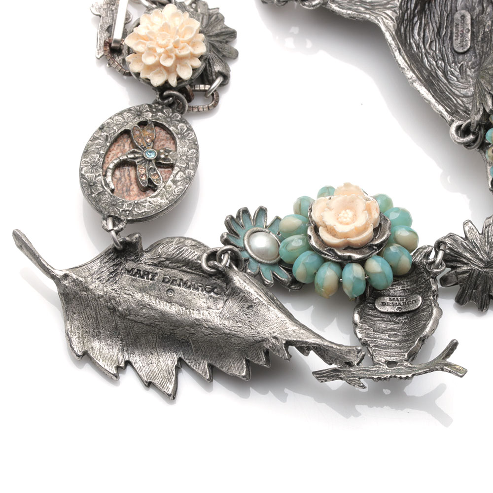 Mary Demarco Silver Tone Blue and Green Stone Bracelet and Necklaces