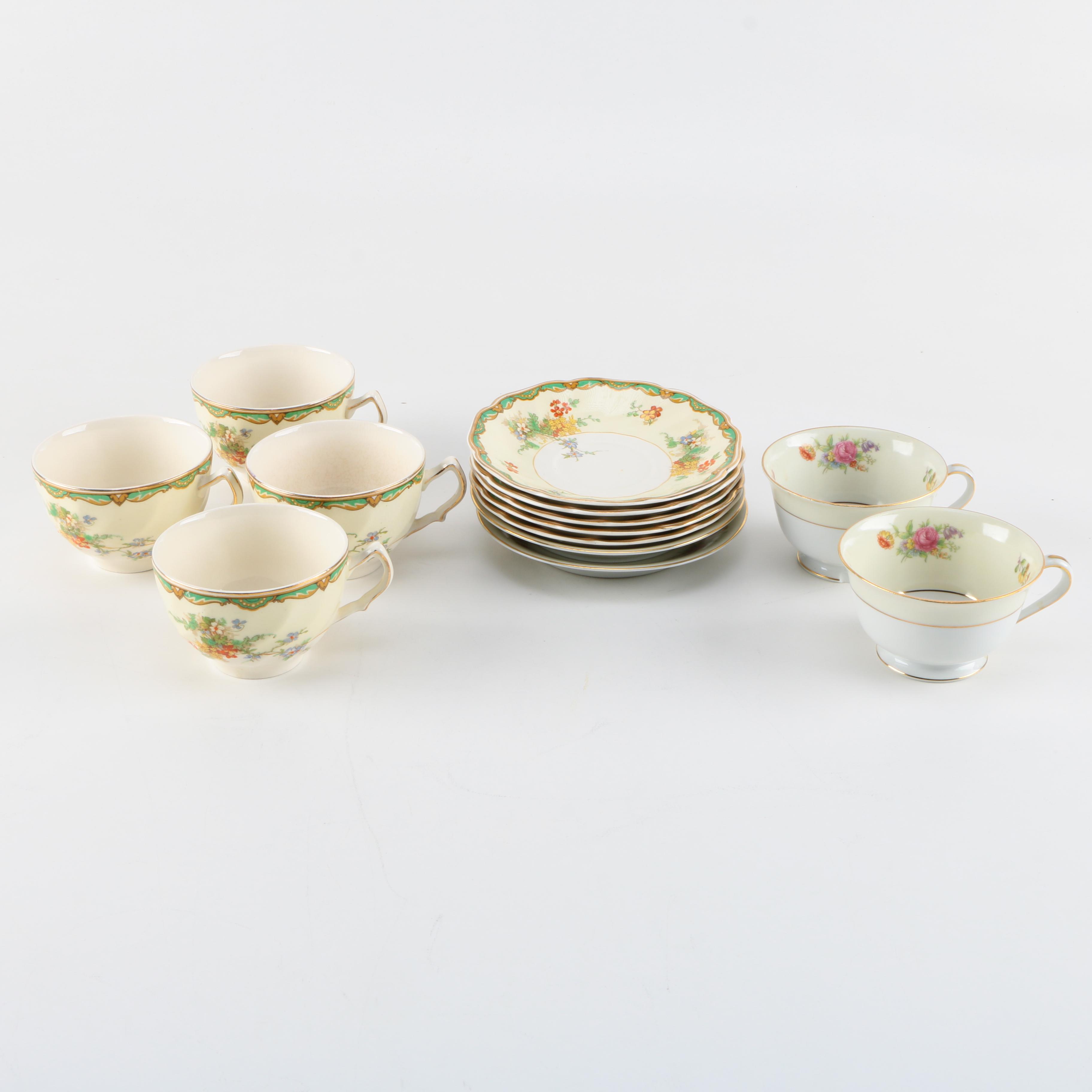 Floral Cups and Saucers Assortment