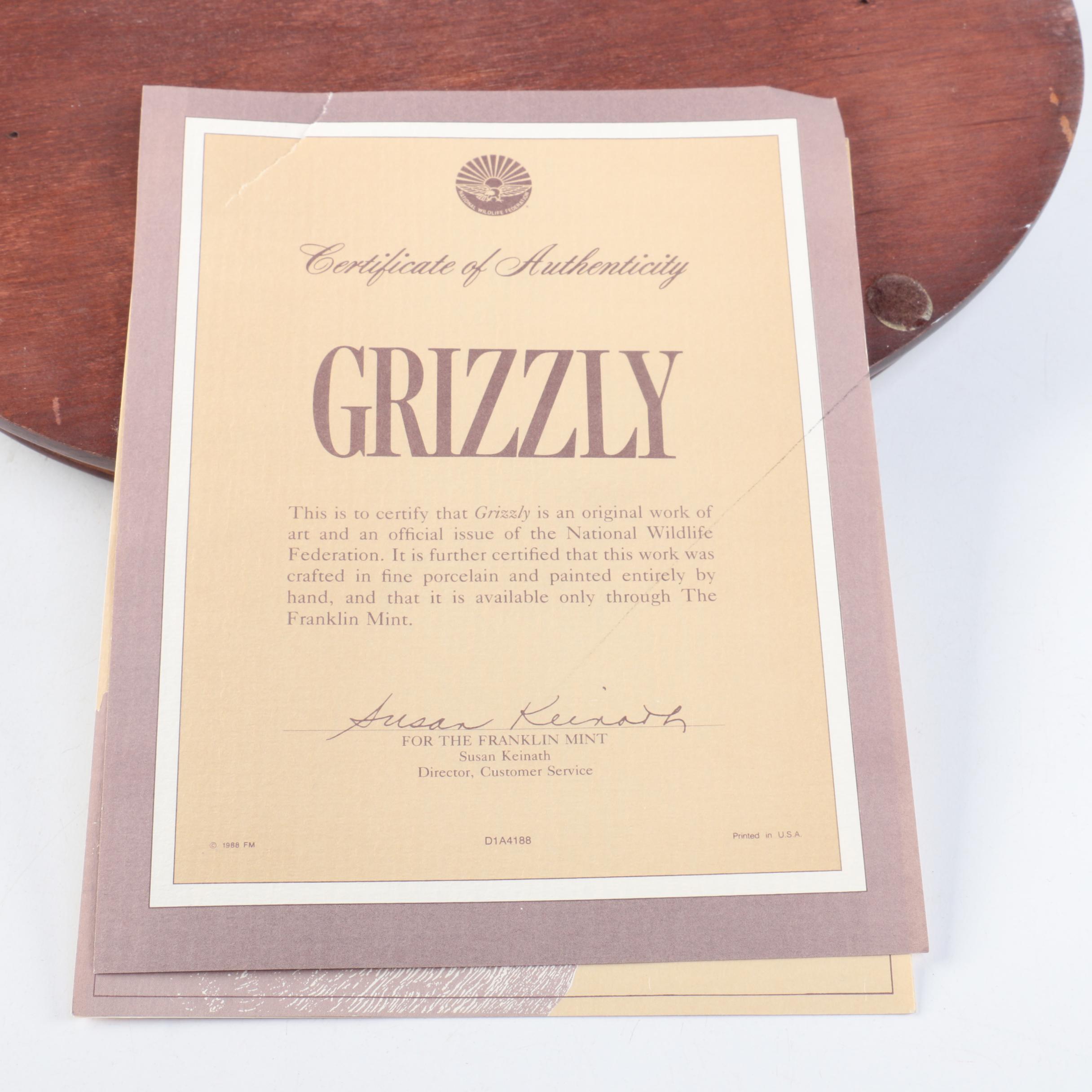 Franklin Mint Porcelain Grizzly Bear