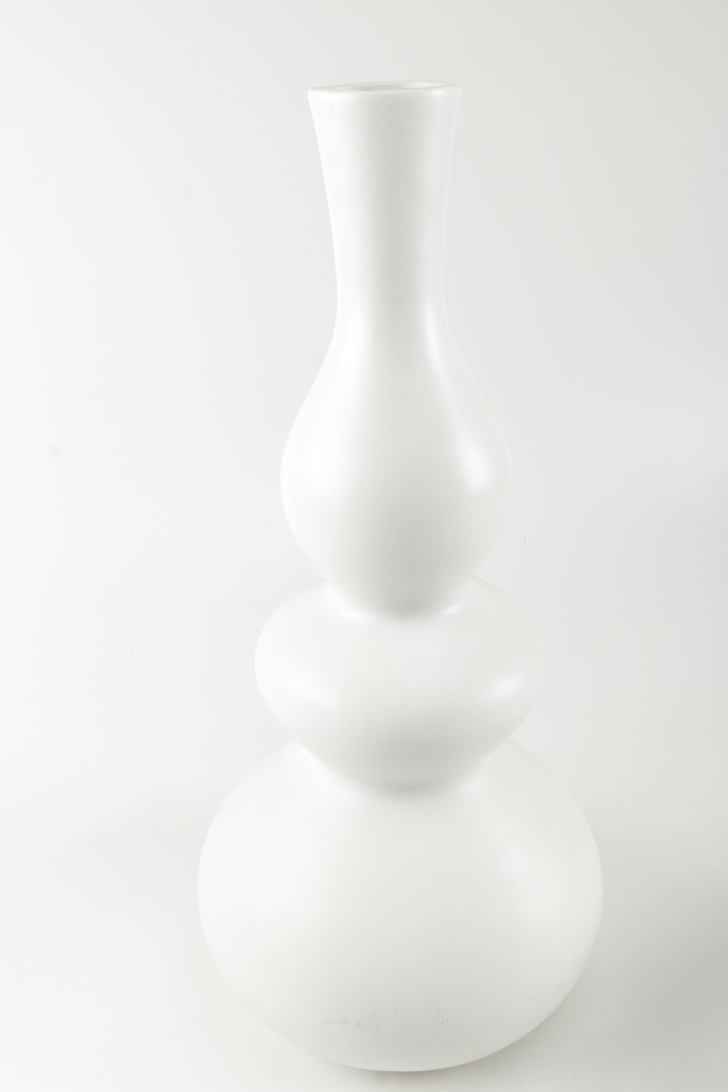 Two White Decorative Ceramic Vases