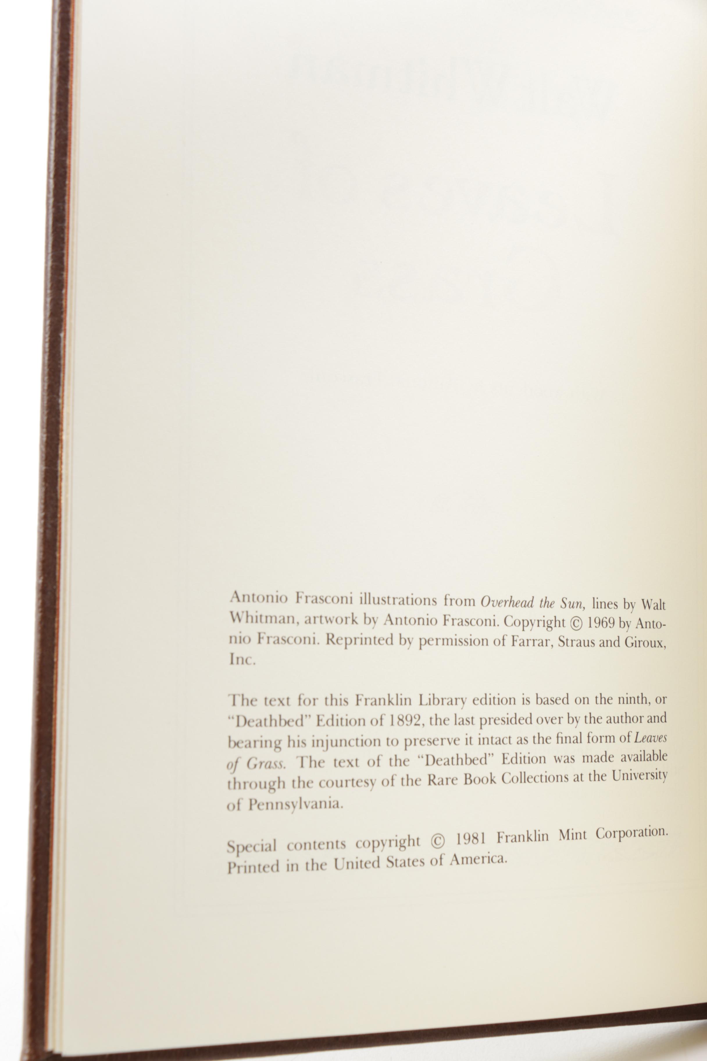 Franklin Library "100 Greatest Books of All Time" Books Including Whitman