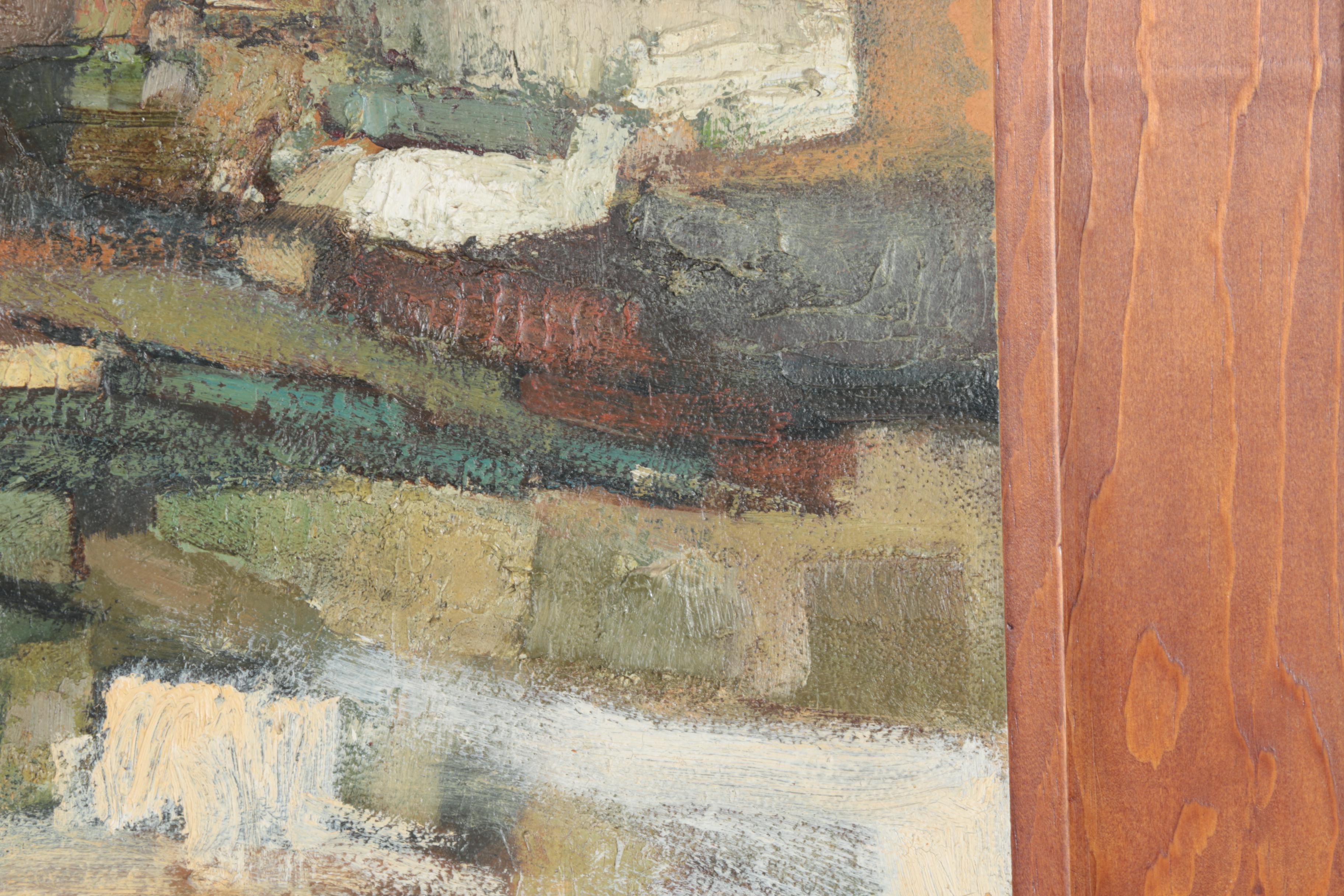 Albert Michel 1963 Abstract Oil Painting on Hardboard