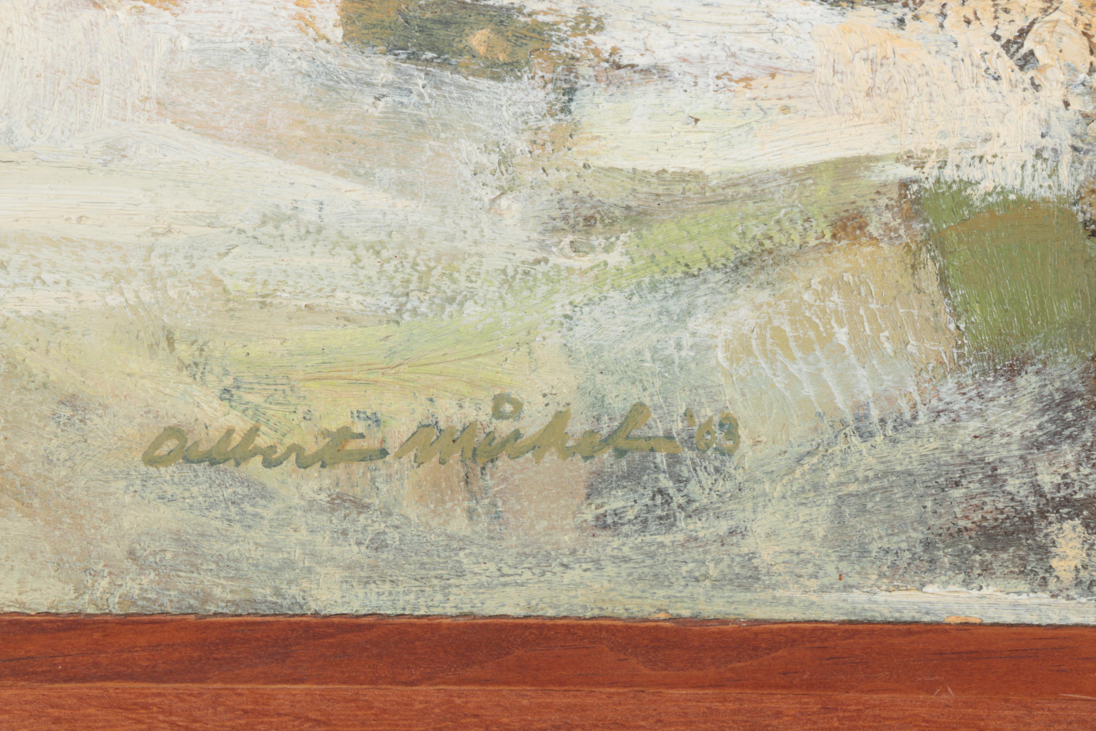 Albert Michel 1963 Abstract Oil Painting on Hardboard