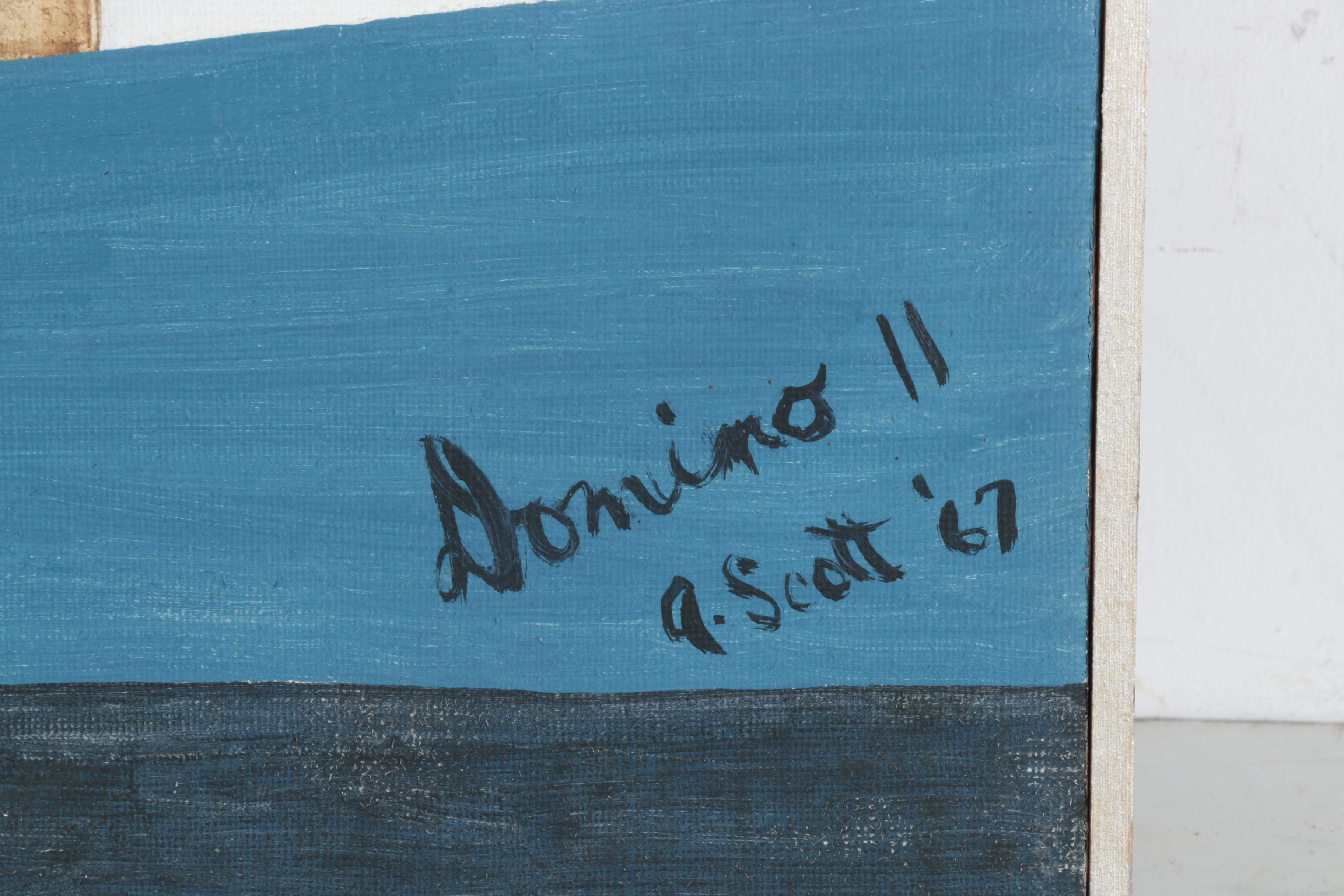 A. Scott 1967 Oil on Burlap "Domino 11"