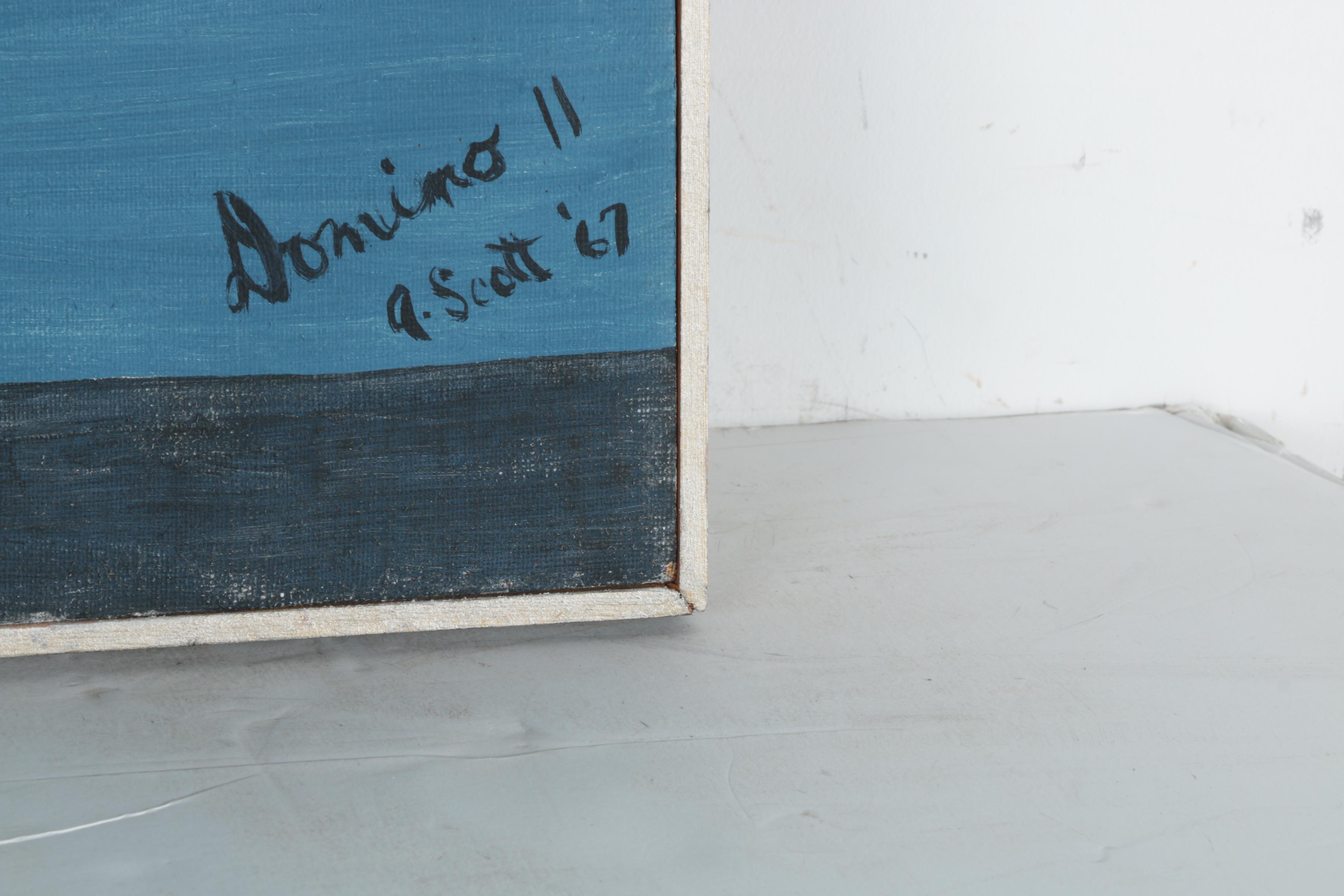 A. Scott 1967 Oil on Burlap "Domino 11"