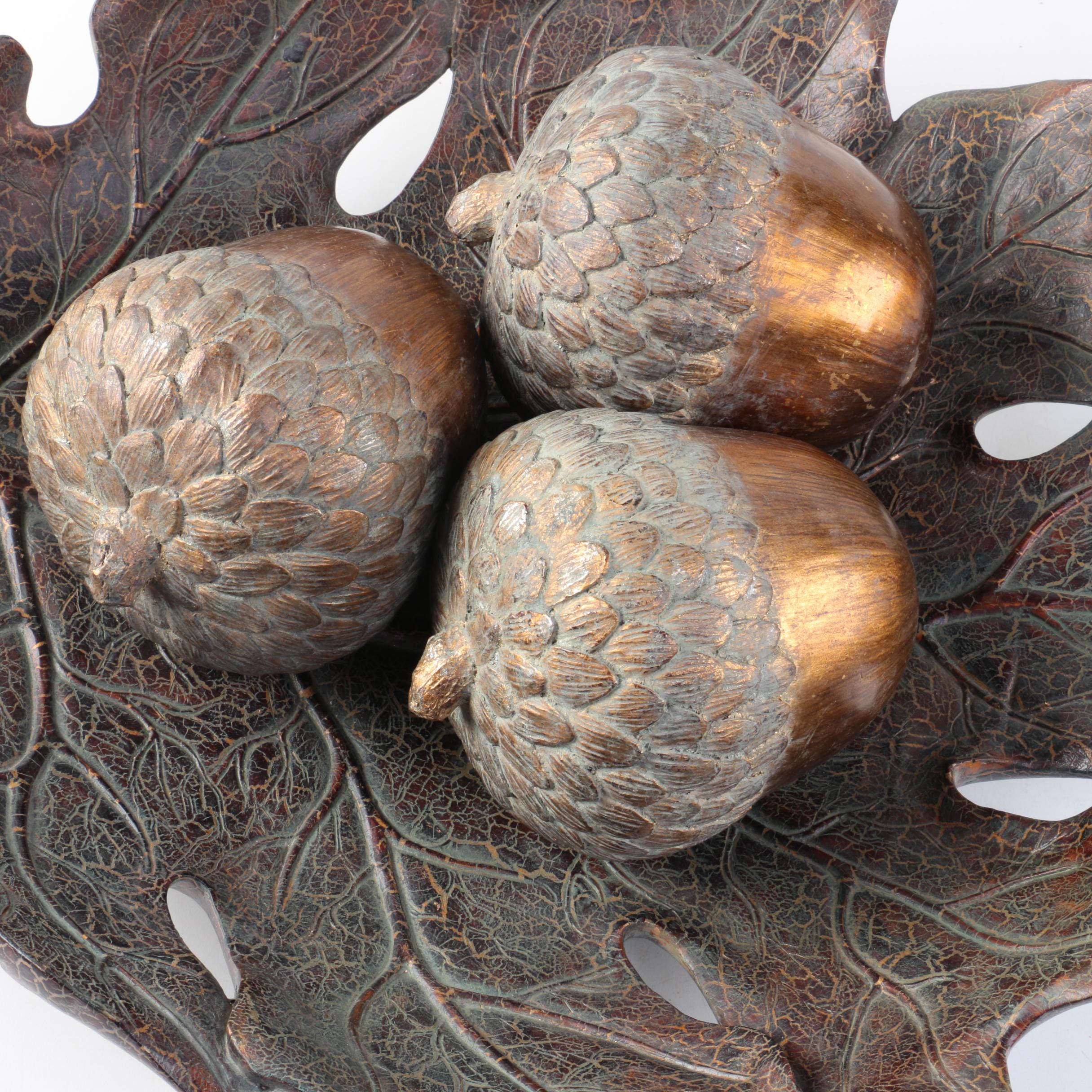 Oak Leaf Bowl with Acorn Figures