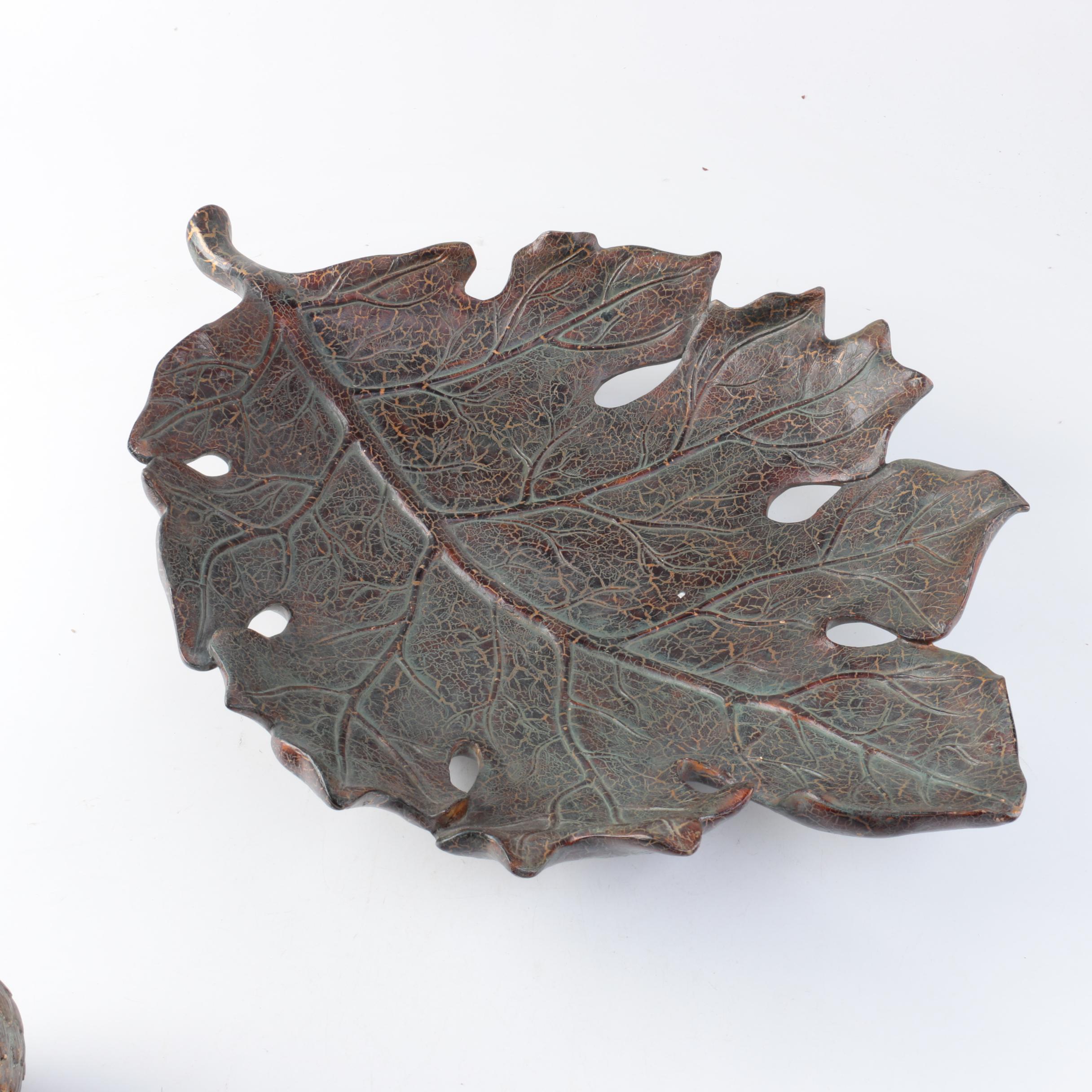 Oak Leaf Bowl with Acorn Figures