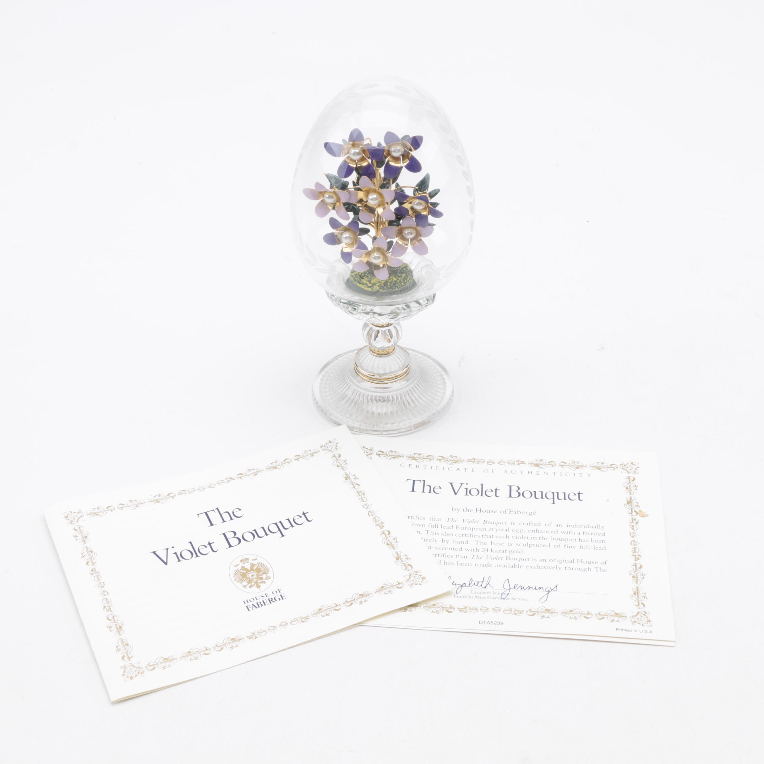 Franklin Mint " The Violet Bouquet " Crystal Egg