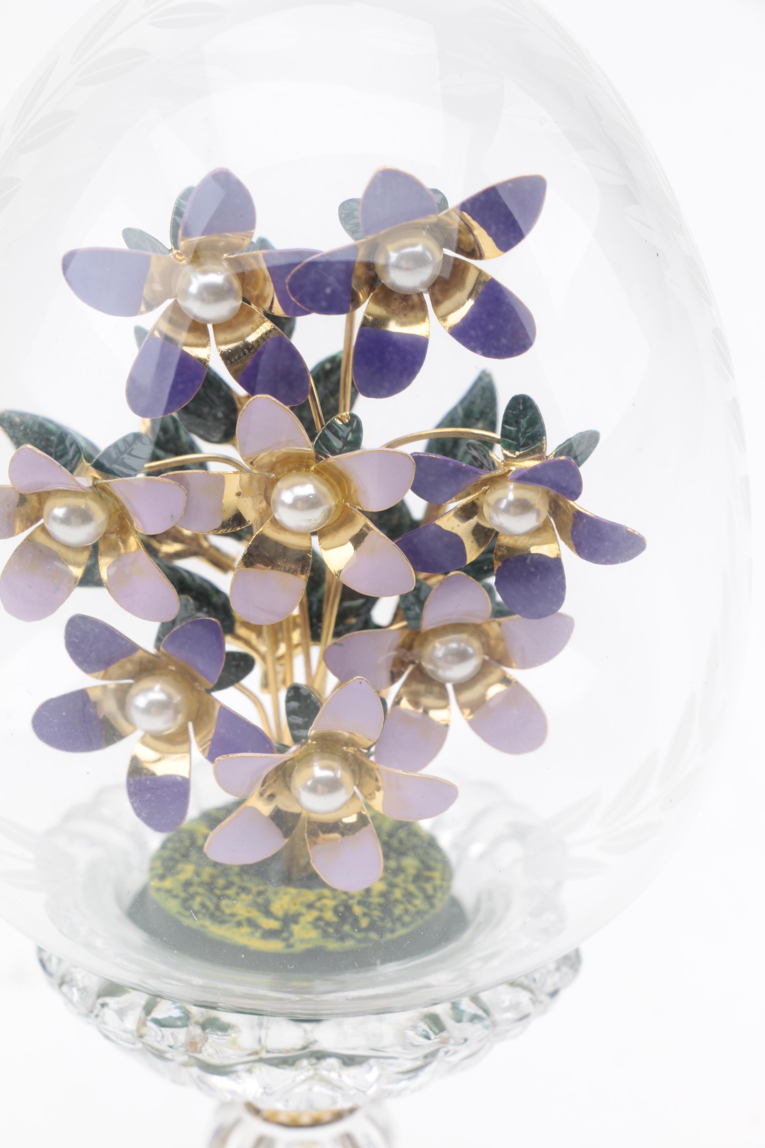 Franklin Mint " The Violet Bouquet " Crystal Egg