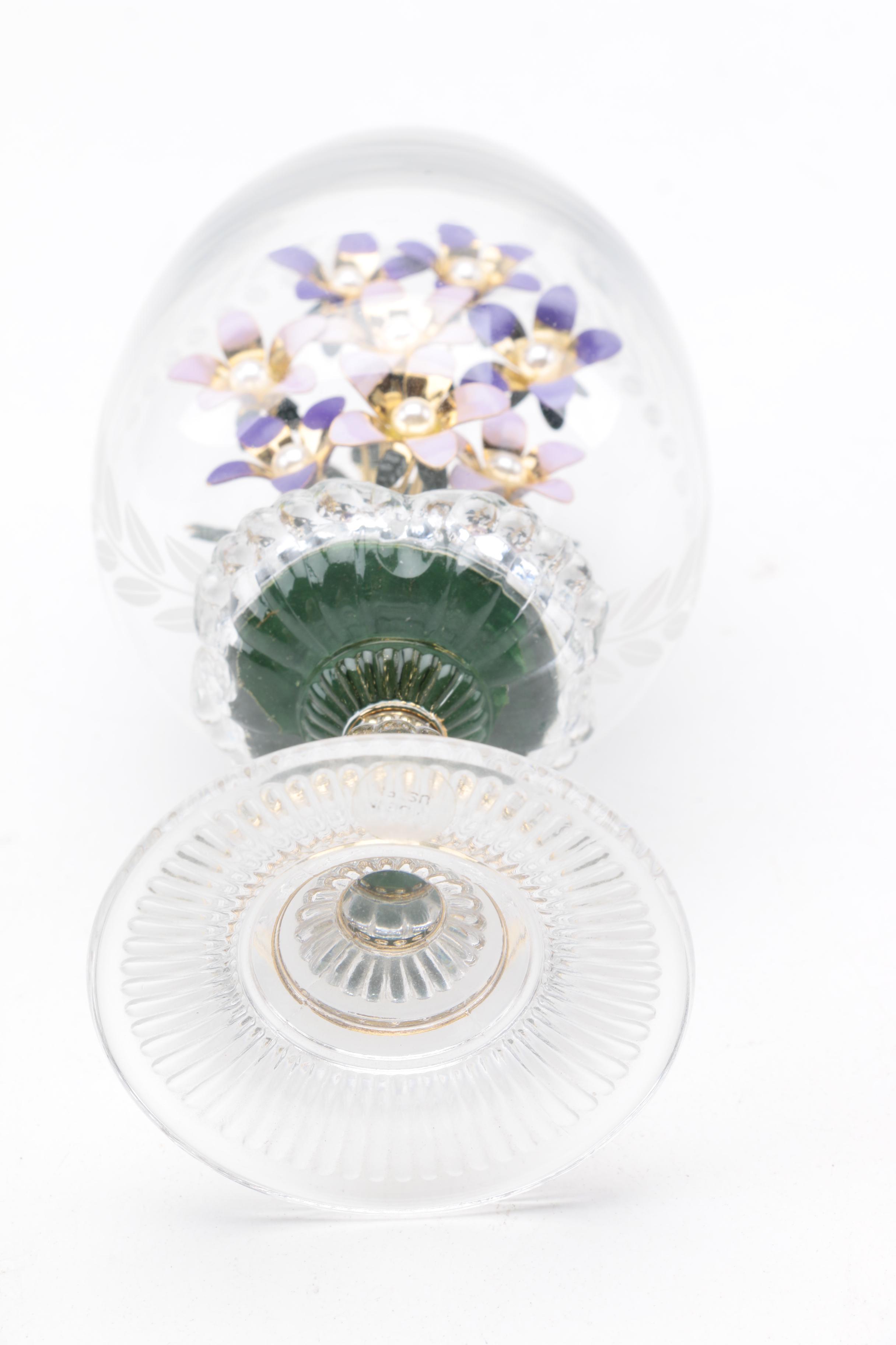 Franklin Mint " The Violet Bouquet " Crystal Egg