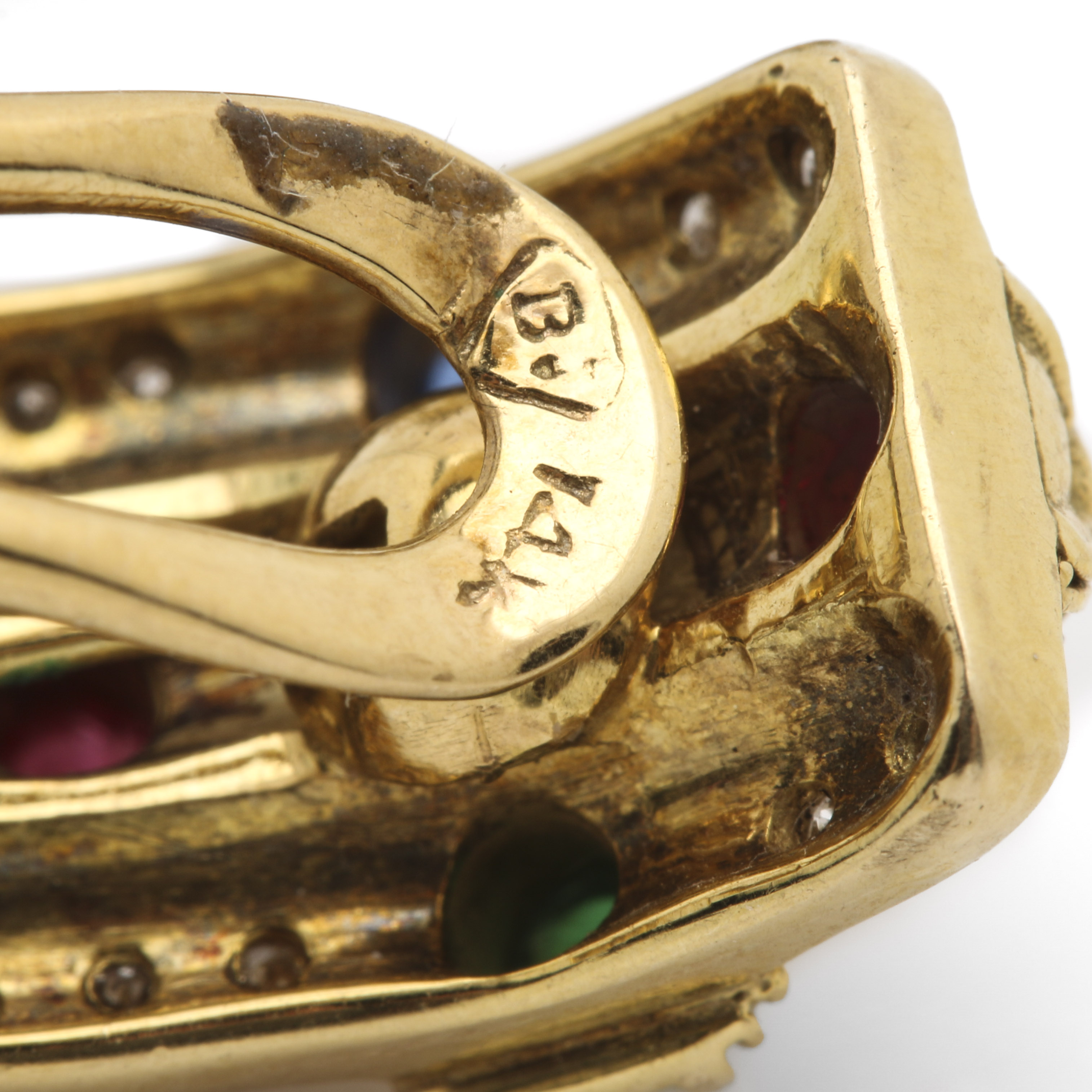 14K Yellow Gold Gemstone Diamond Earrings