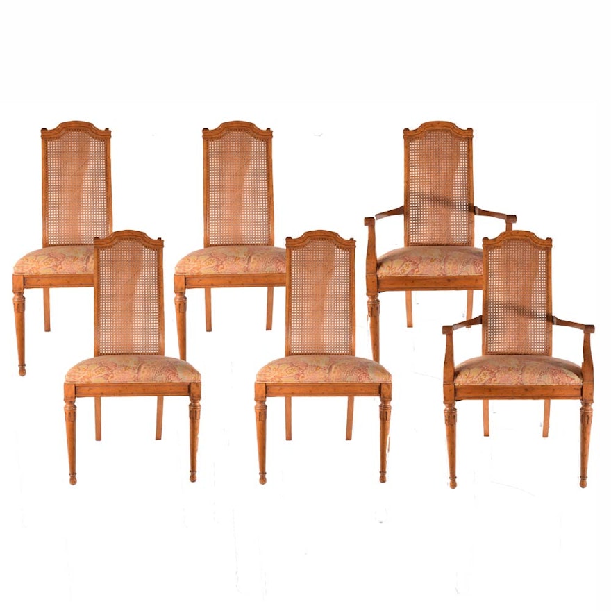 Vintage Mid Century French Provincial Cane Back Dining Chairs