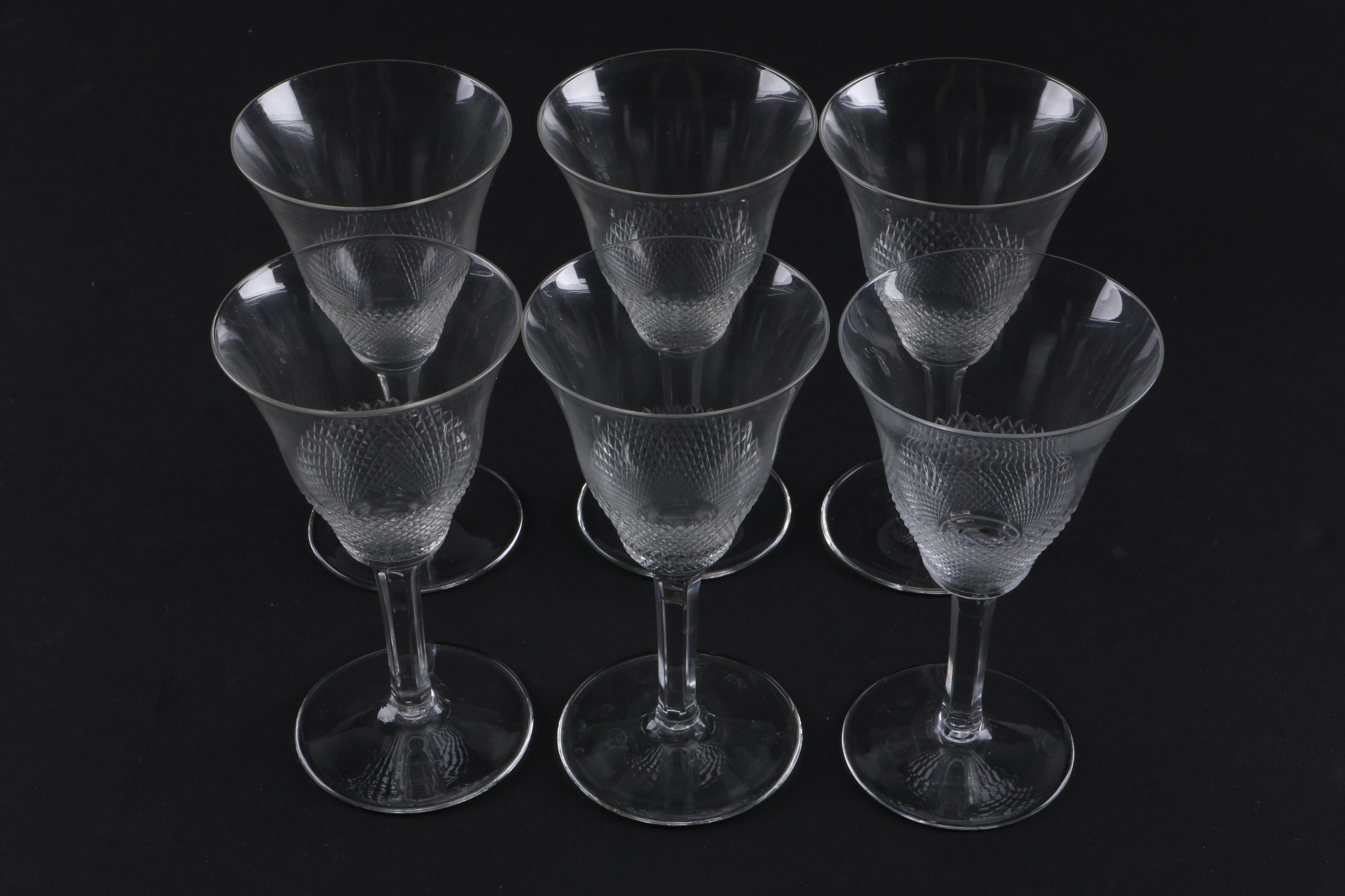 Cordial Glasses with Cross-Hatching Design