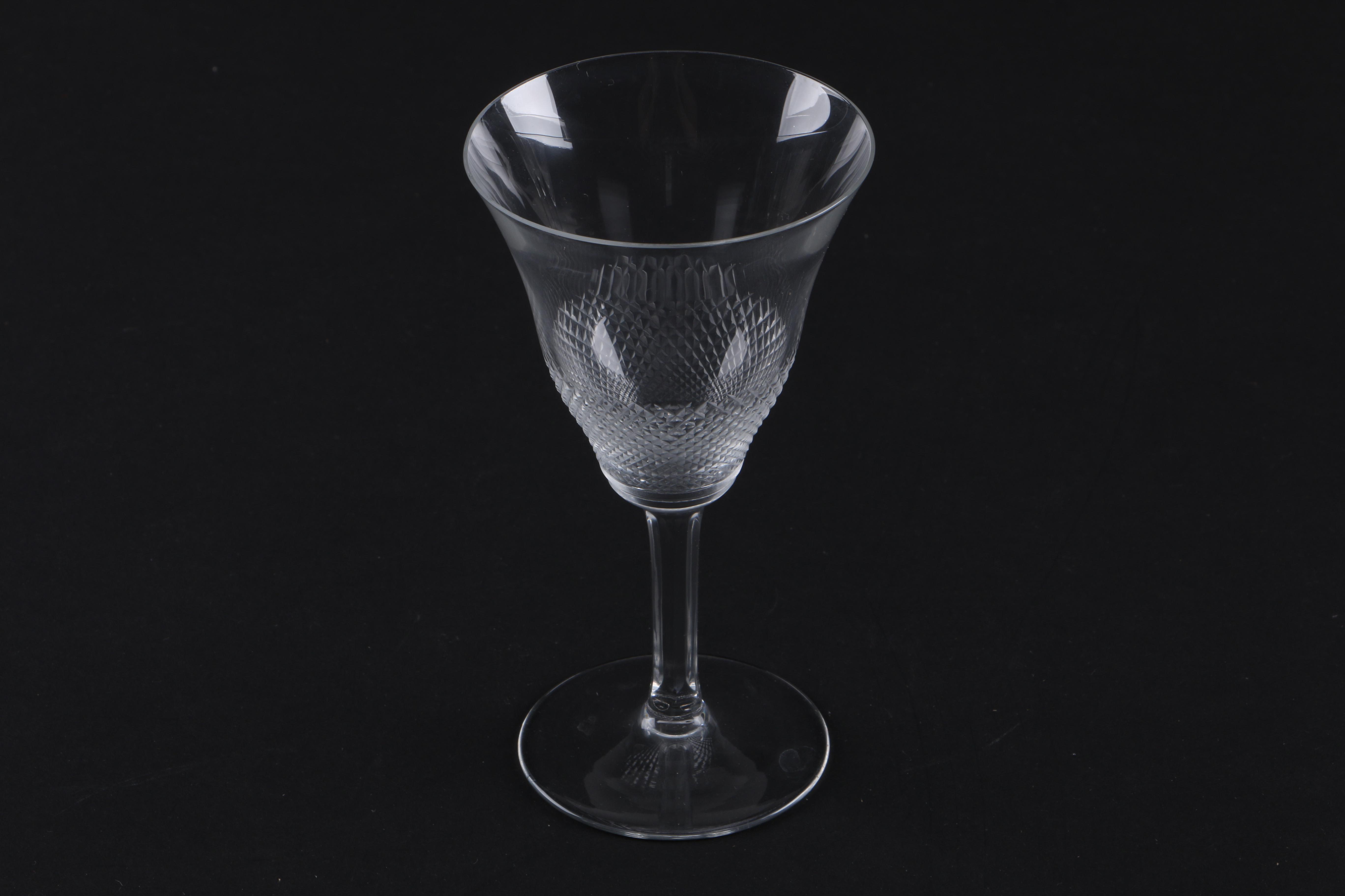 Cordial Glasses with Cross-Hatching Design