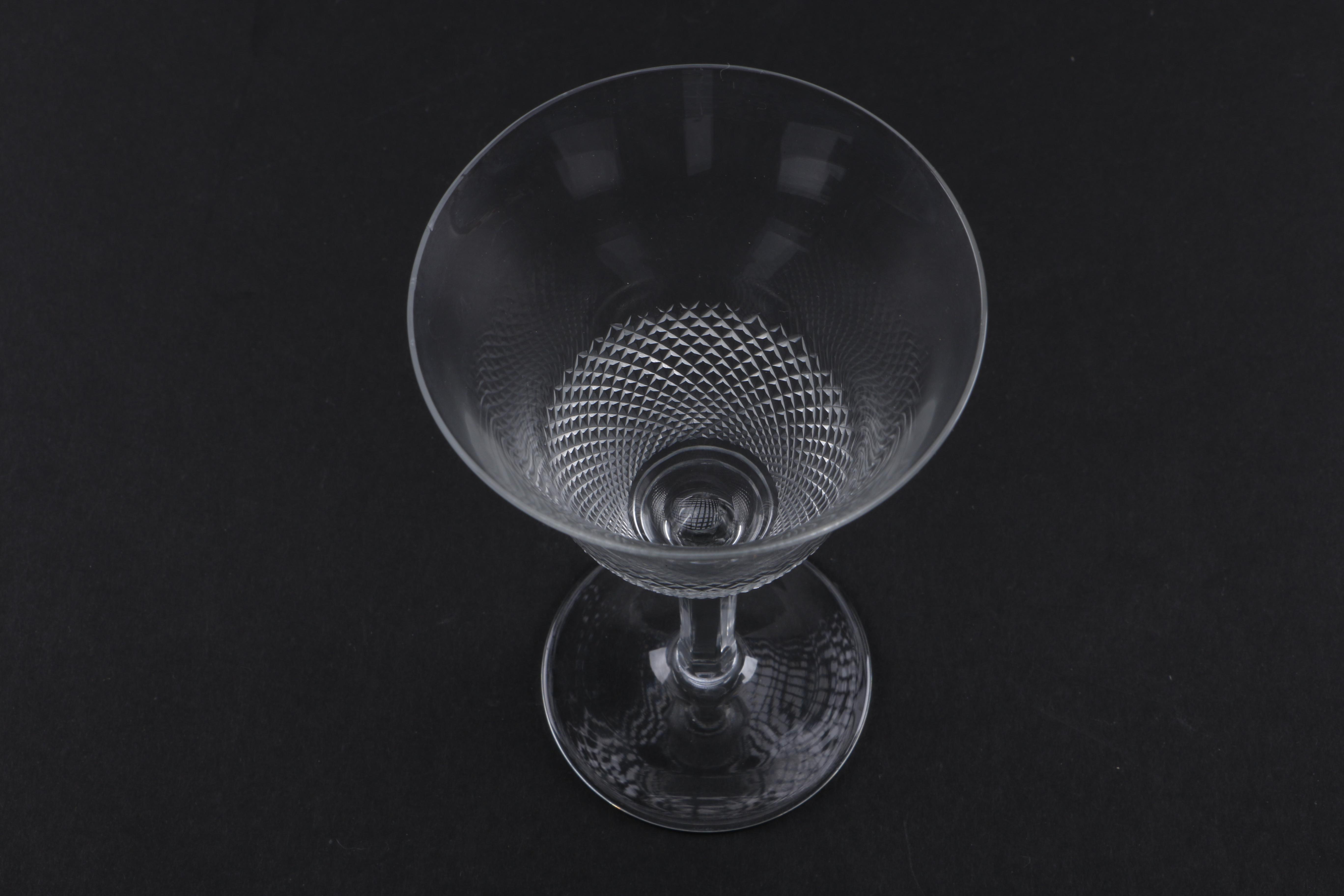 Cordial Glasses with Cross-Hatching Design