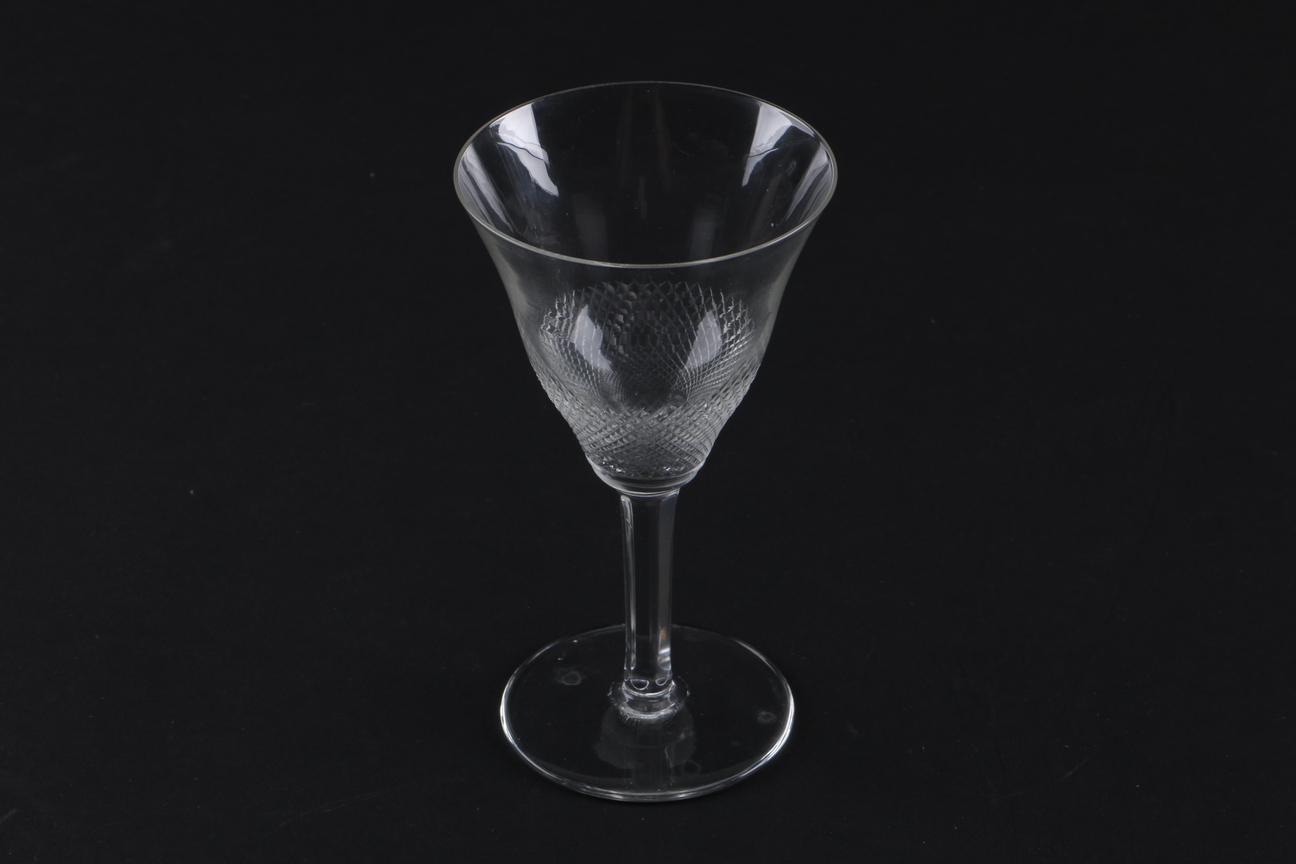 Cordial Glasses with Cross-Hatching Design
