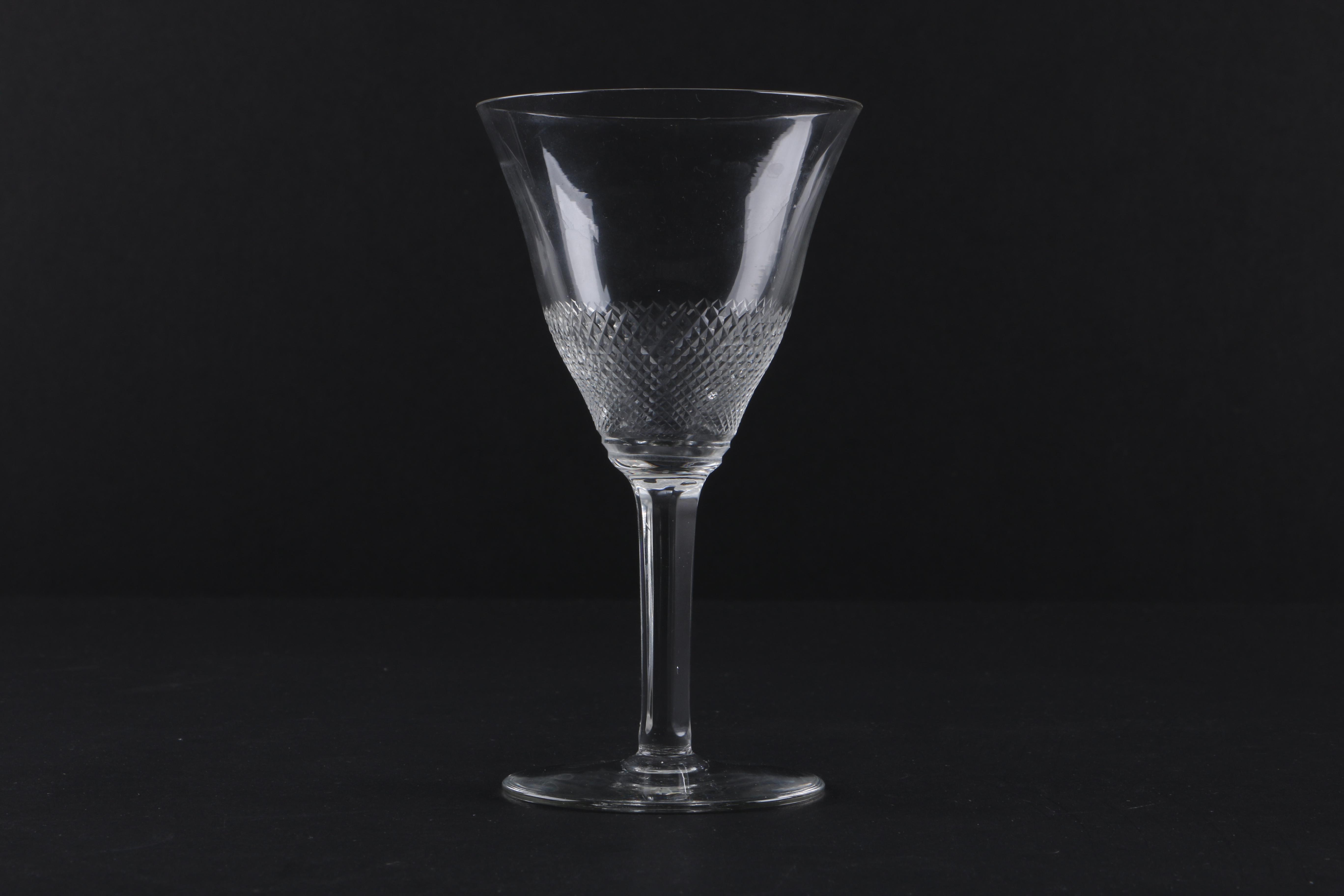 Cordial Glasses with Cross-Hatching Design