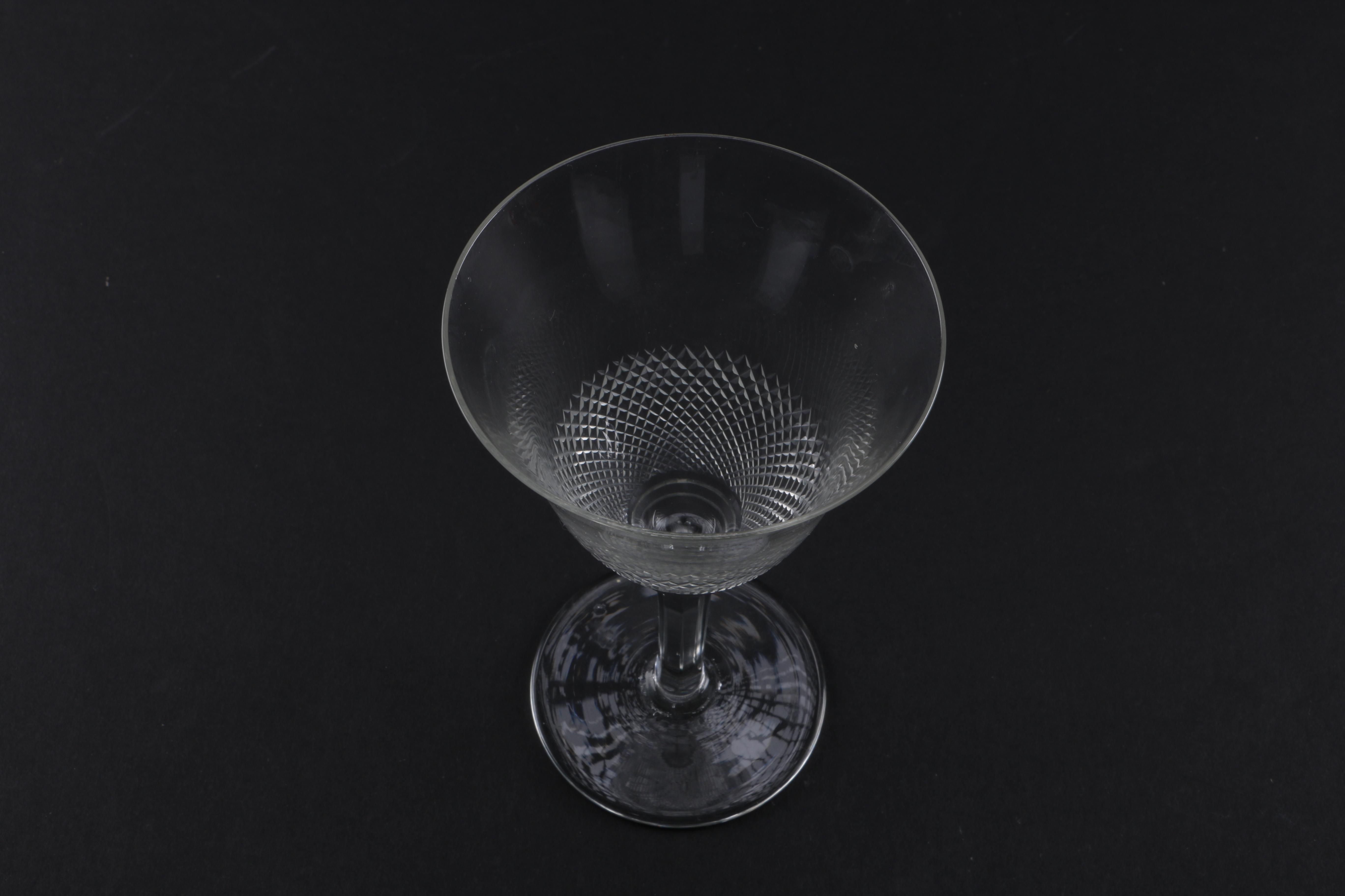 Cordial Glasses with Cross-Hatching Design