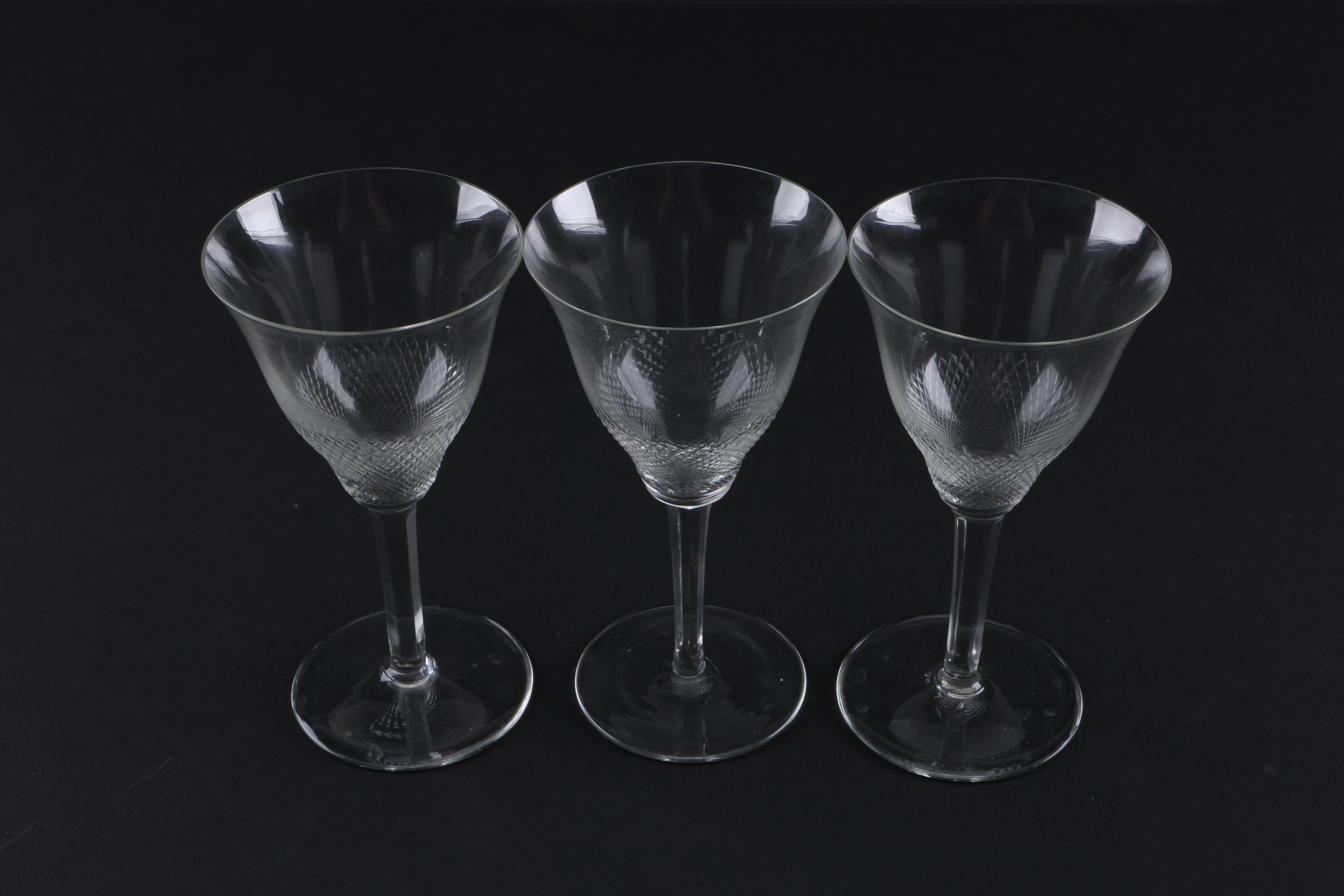 Cordial Glasses with Cross-Hatching Design