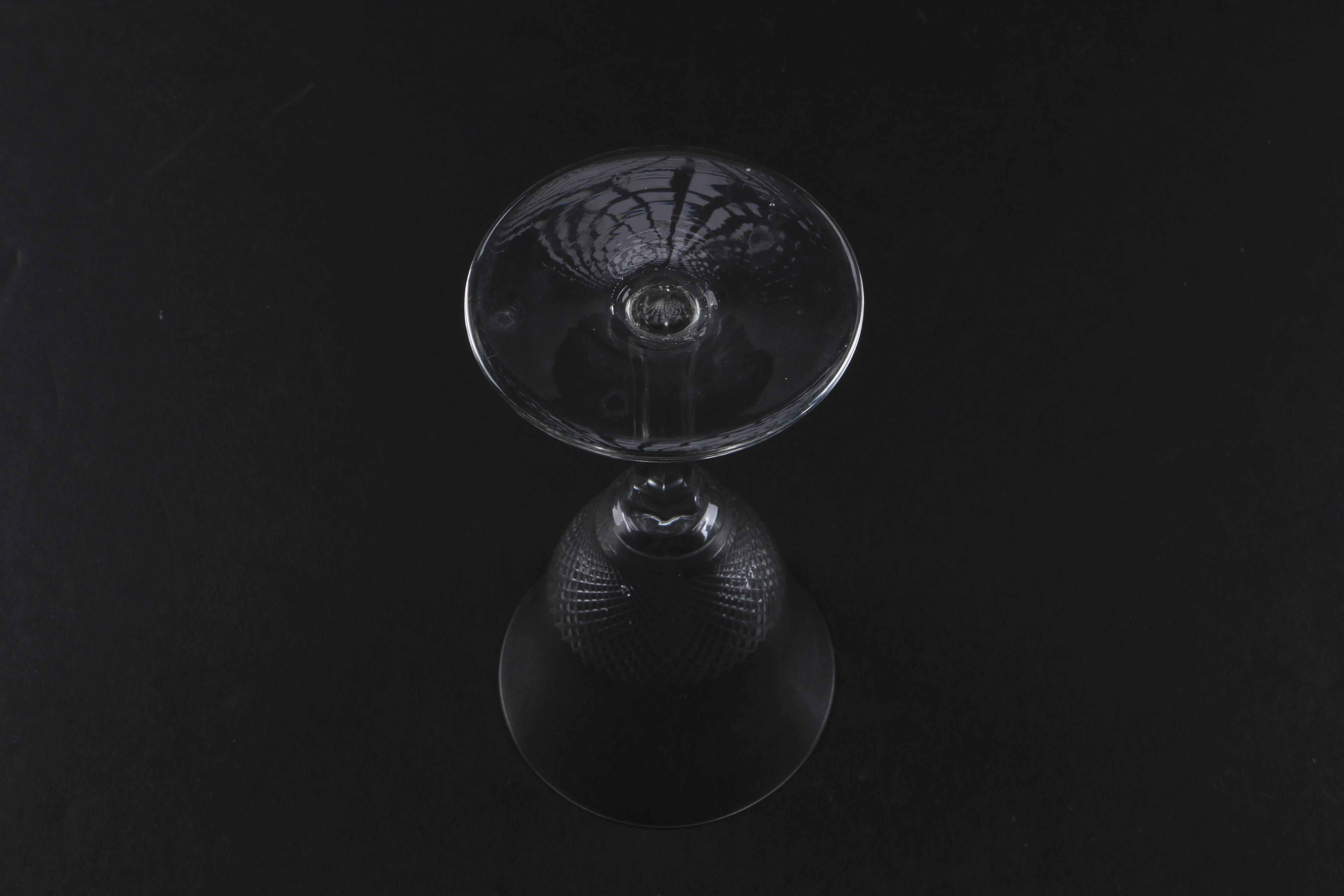 Cordial Glasses with Cross-Hatching Design