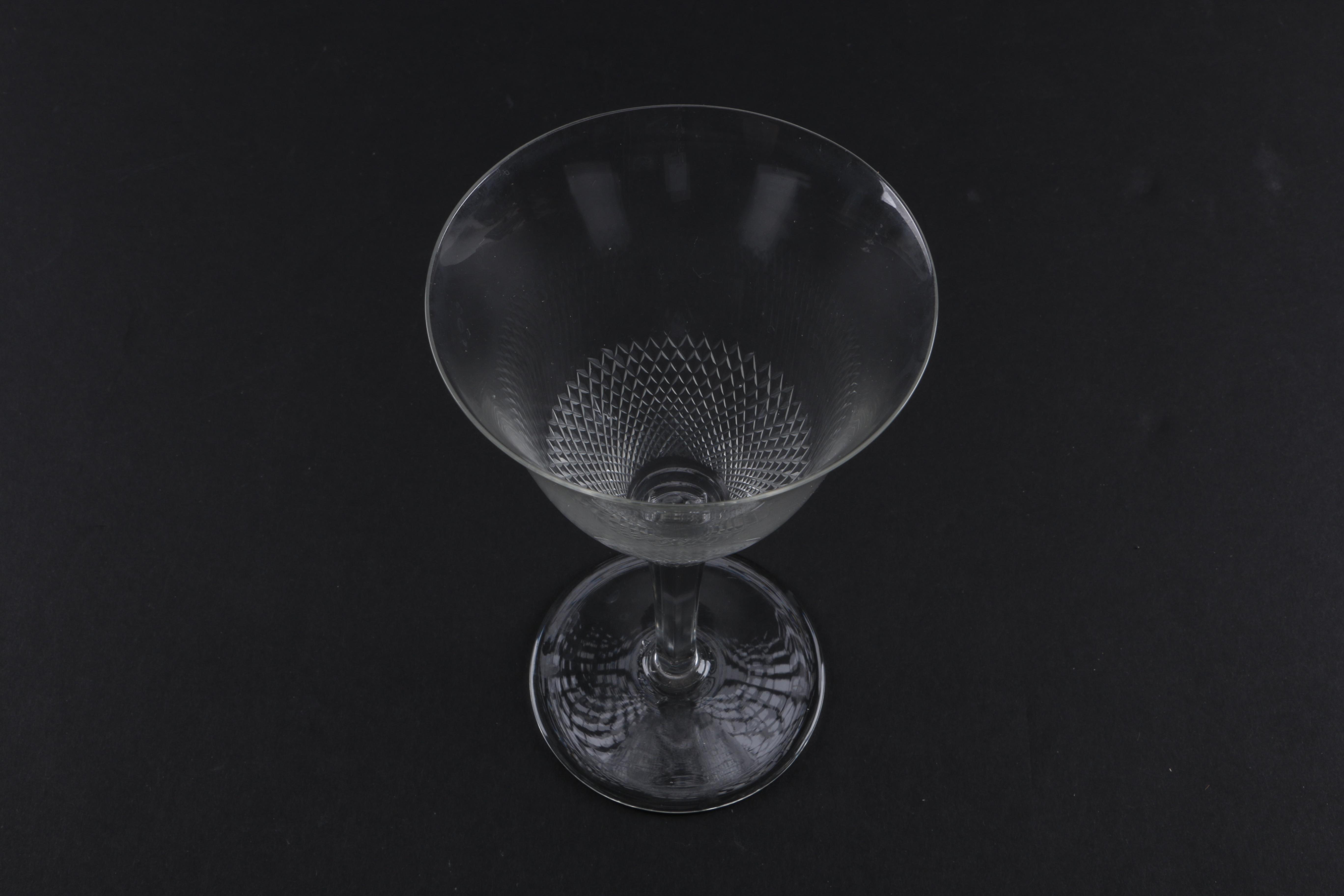 Cordial Glasses with Cross-Hatching Design