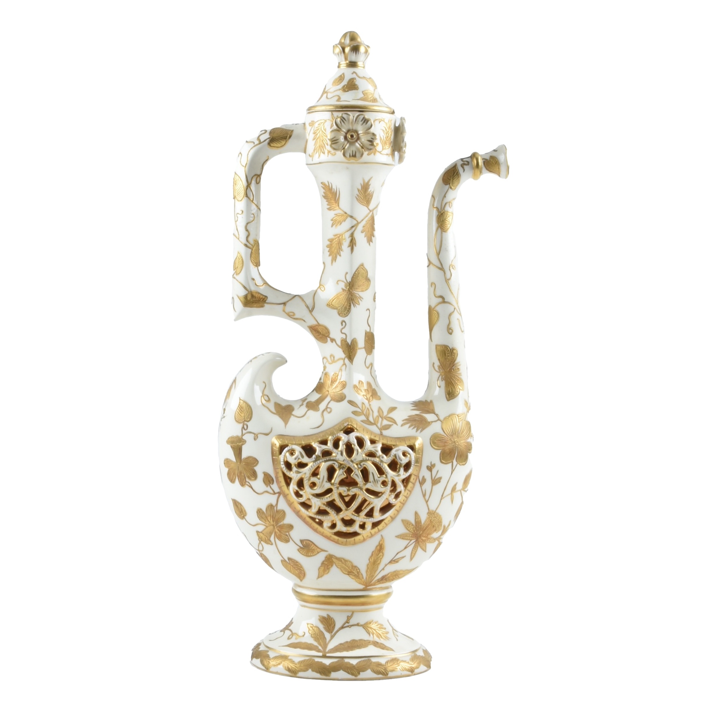19th-Century Fischer J. Embossed Lidded Ewer