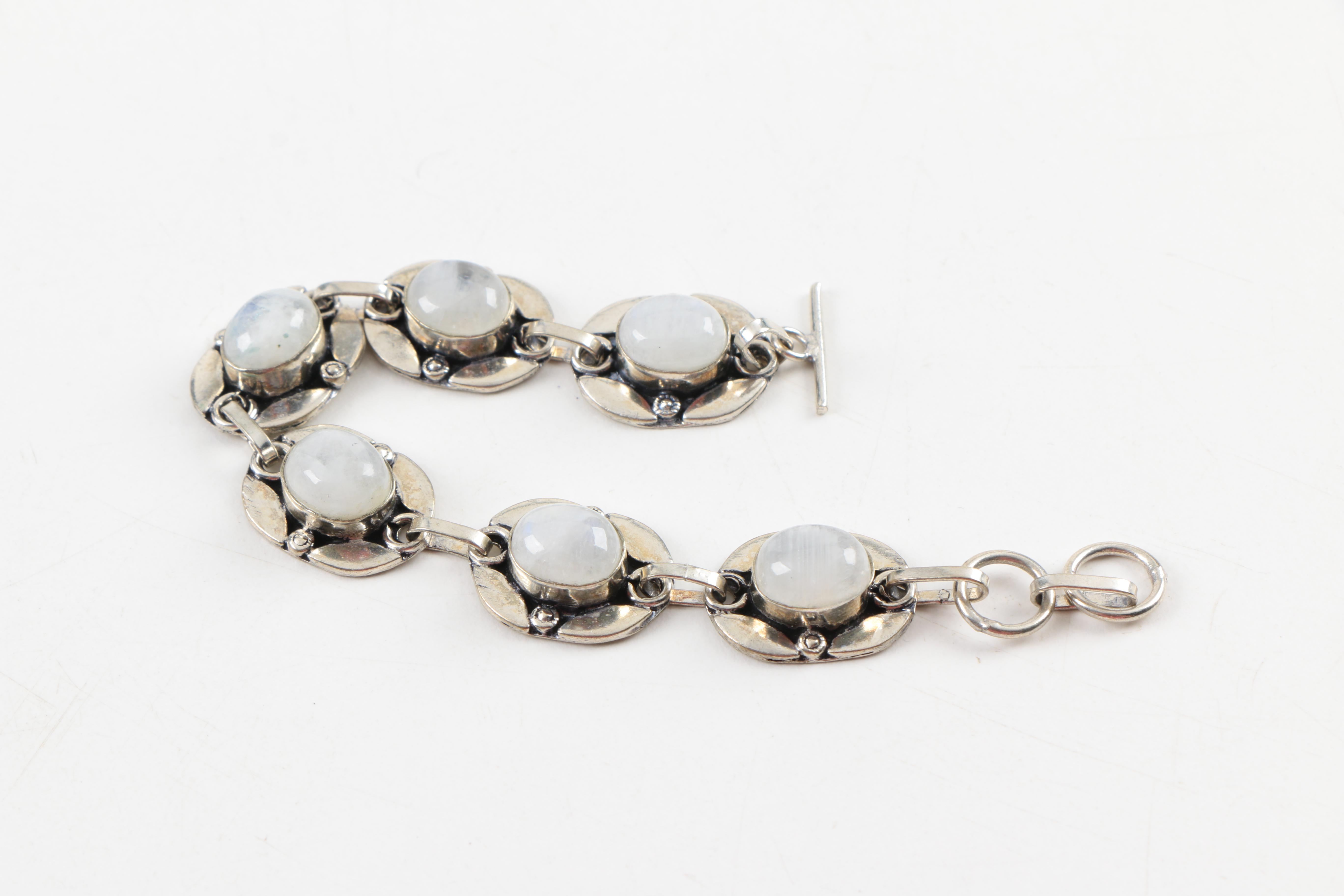 Assorted Costume Jewelry Including a Moonstone Bracelet