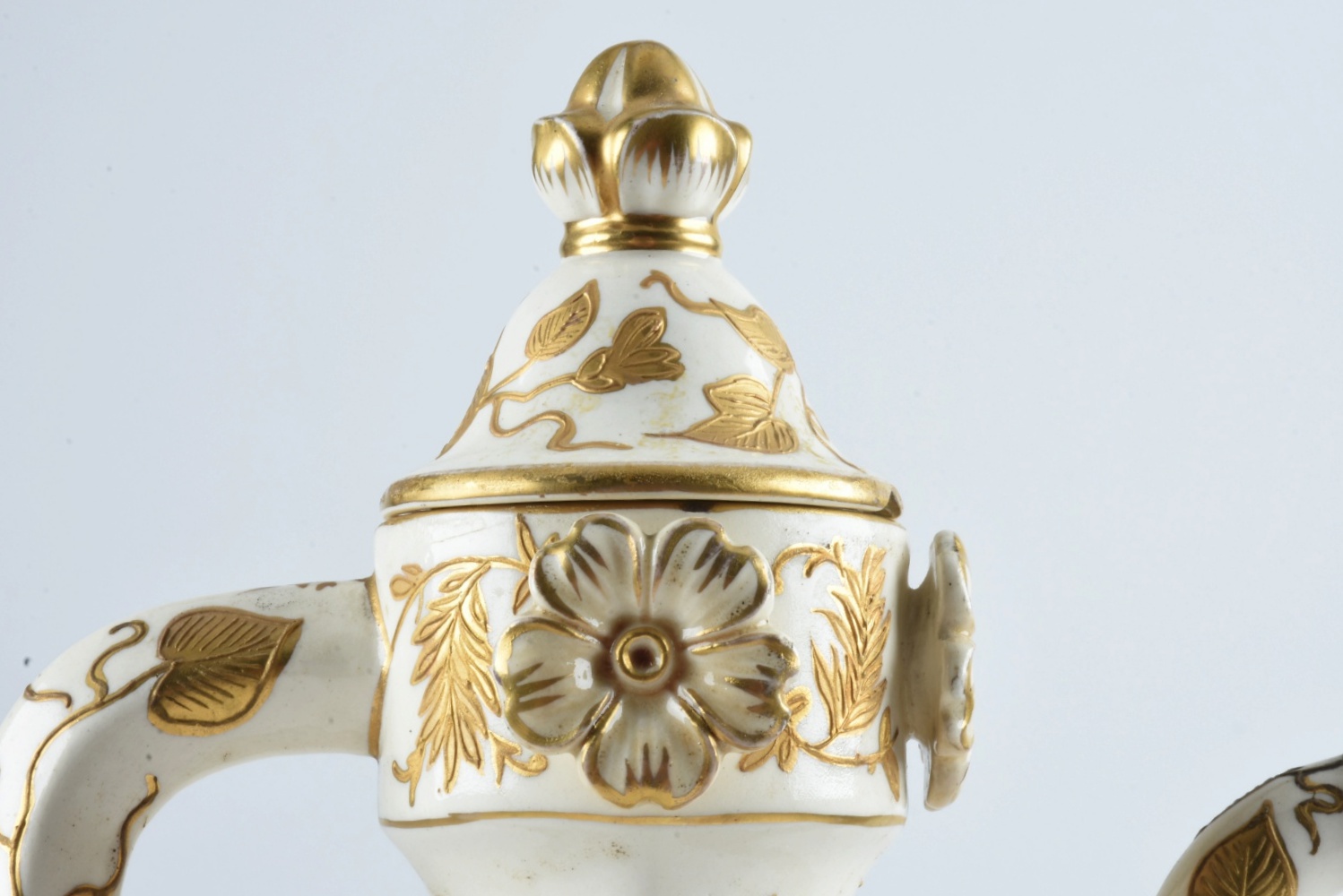 19th-Century Fischer J. Embossed Lidded Ewer