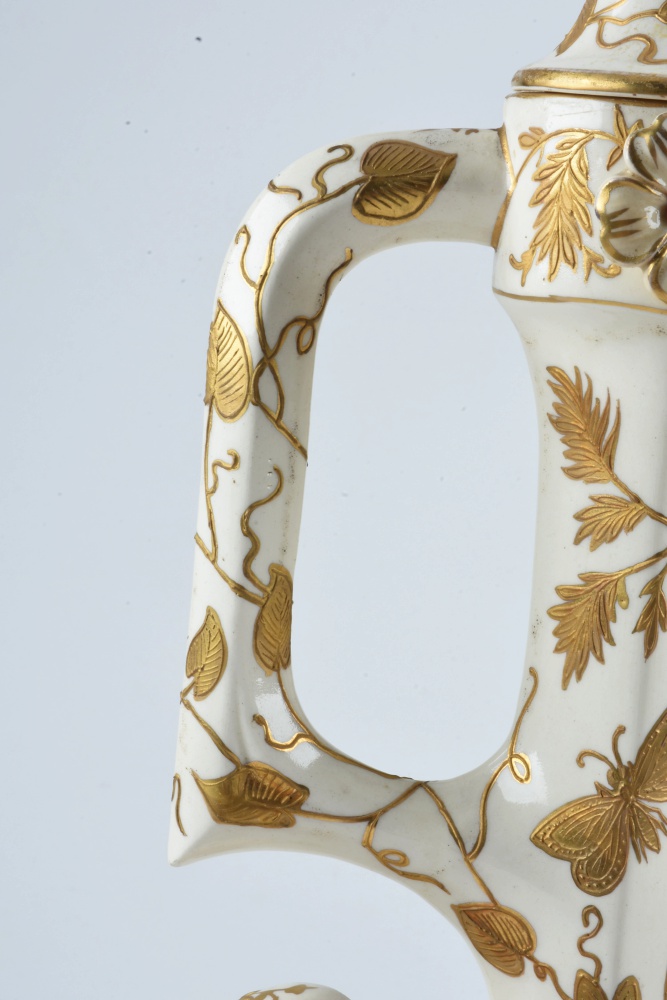 19th-Century Fischer J. Embossed Lidded Ewer