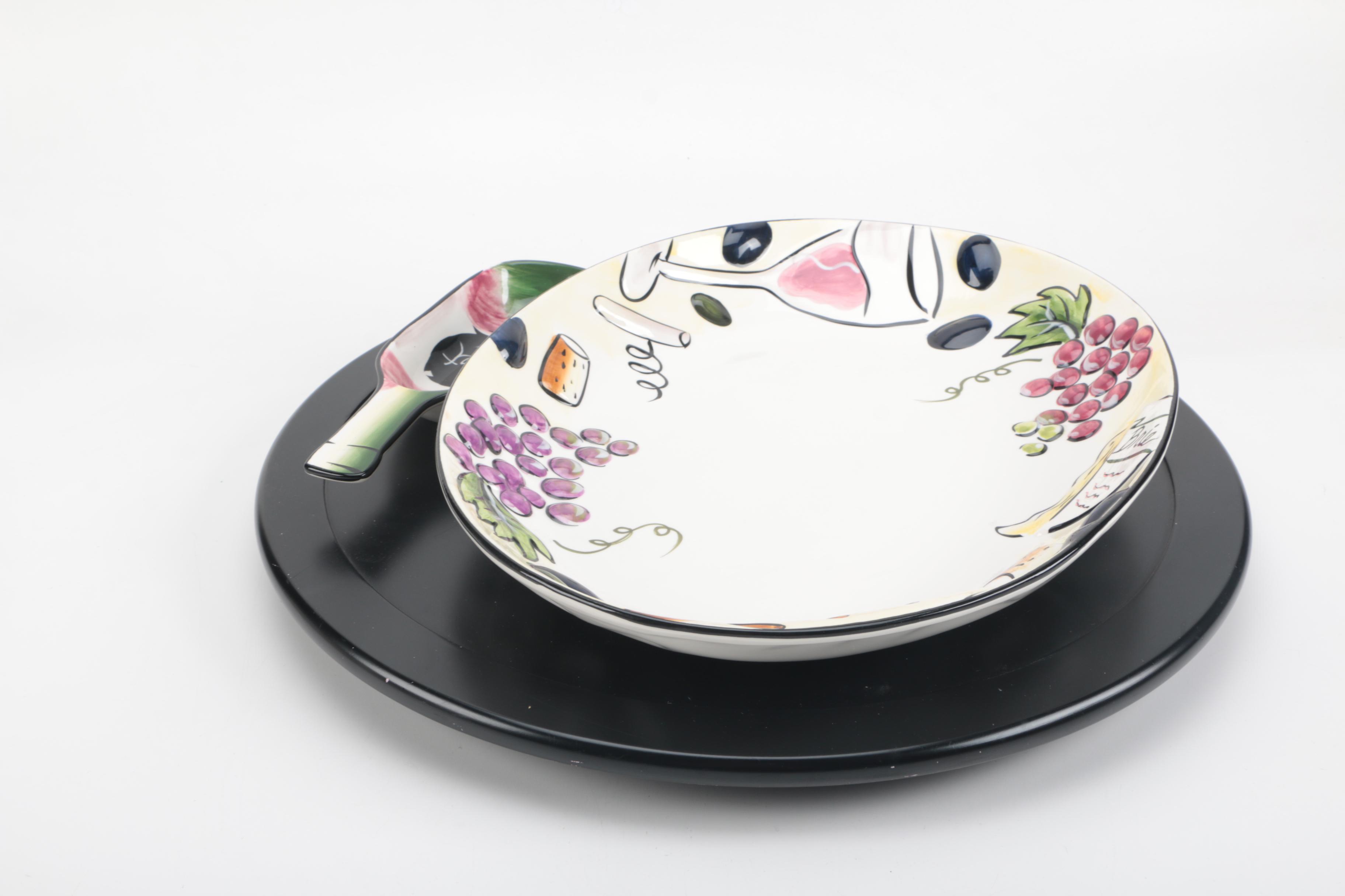 Selection of ClayArt Serving Ware and Turntable