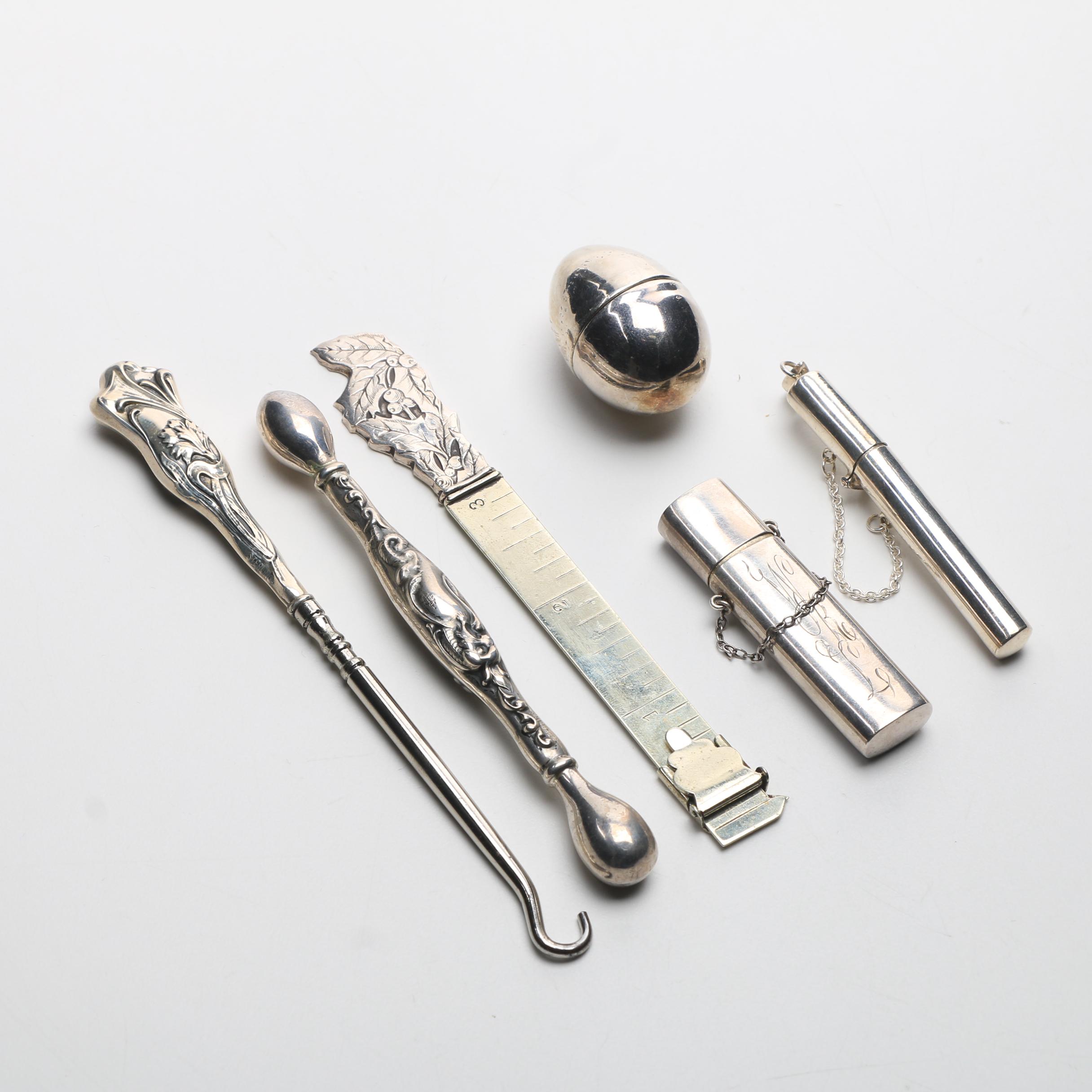Vintage Sterling Silver Sewing Accessories