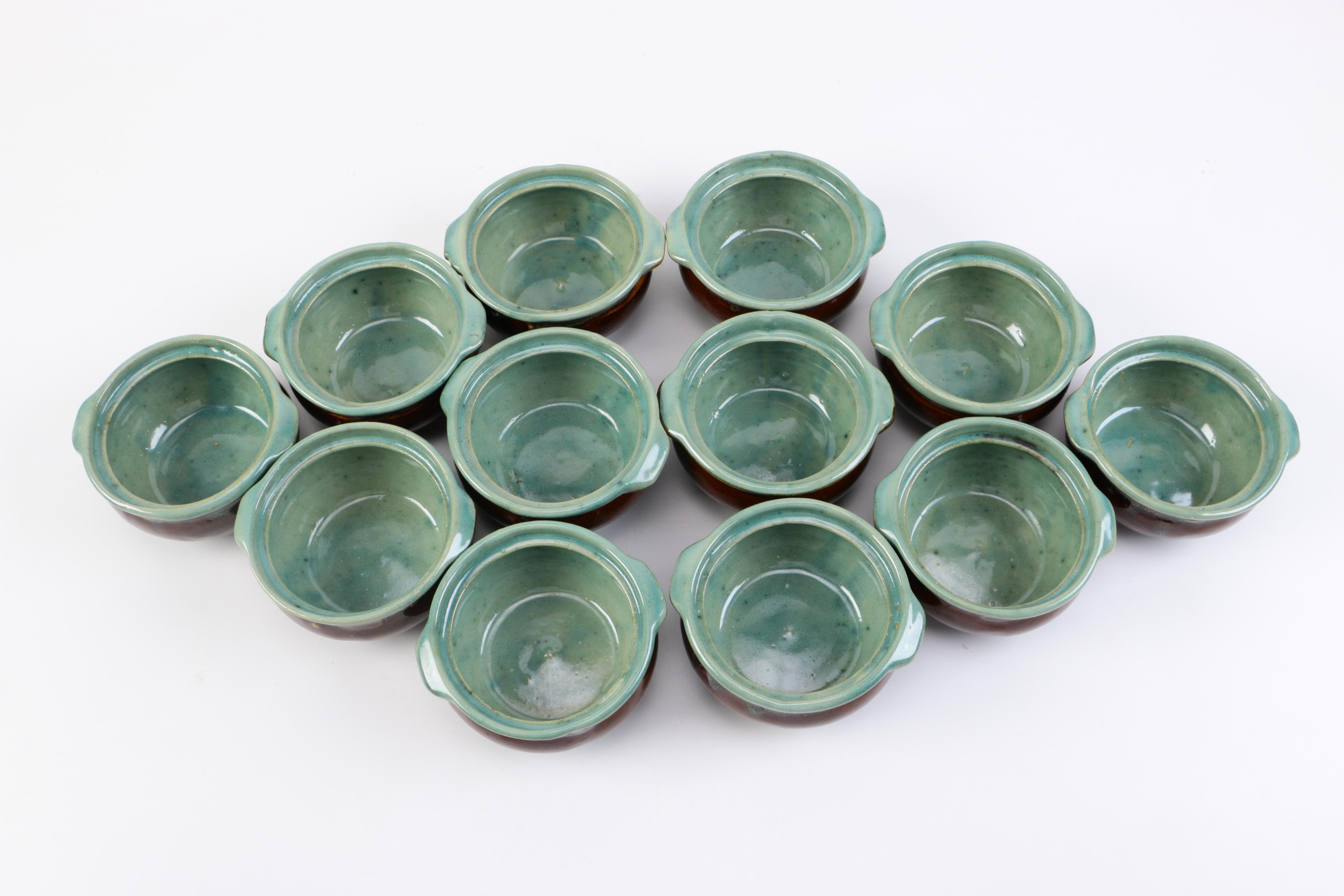 Hand Thrown Stoneware Lidded Crocks with Underplates