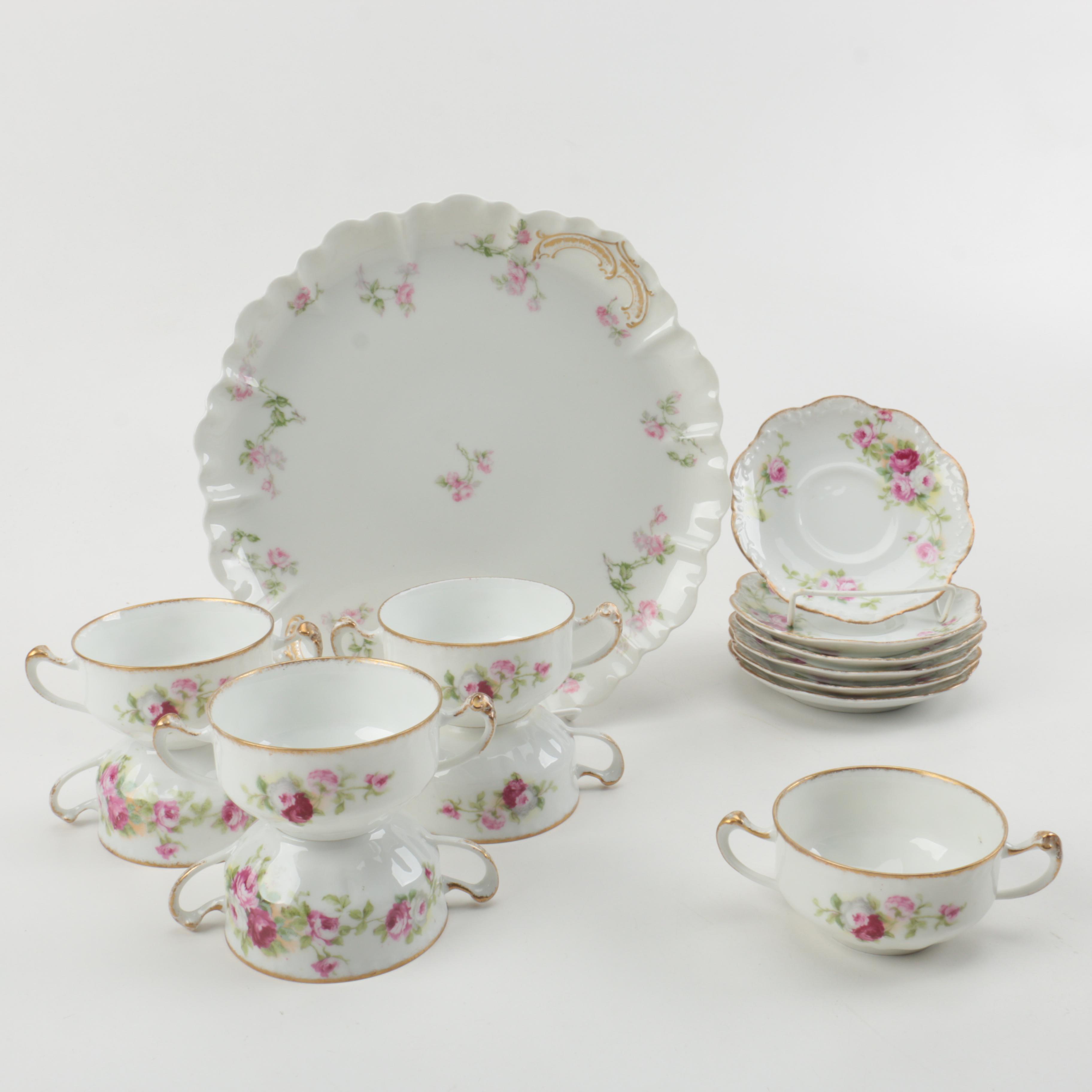 Limoges Cream Soup Bowls and Platter