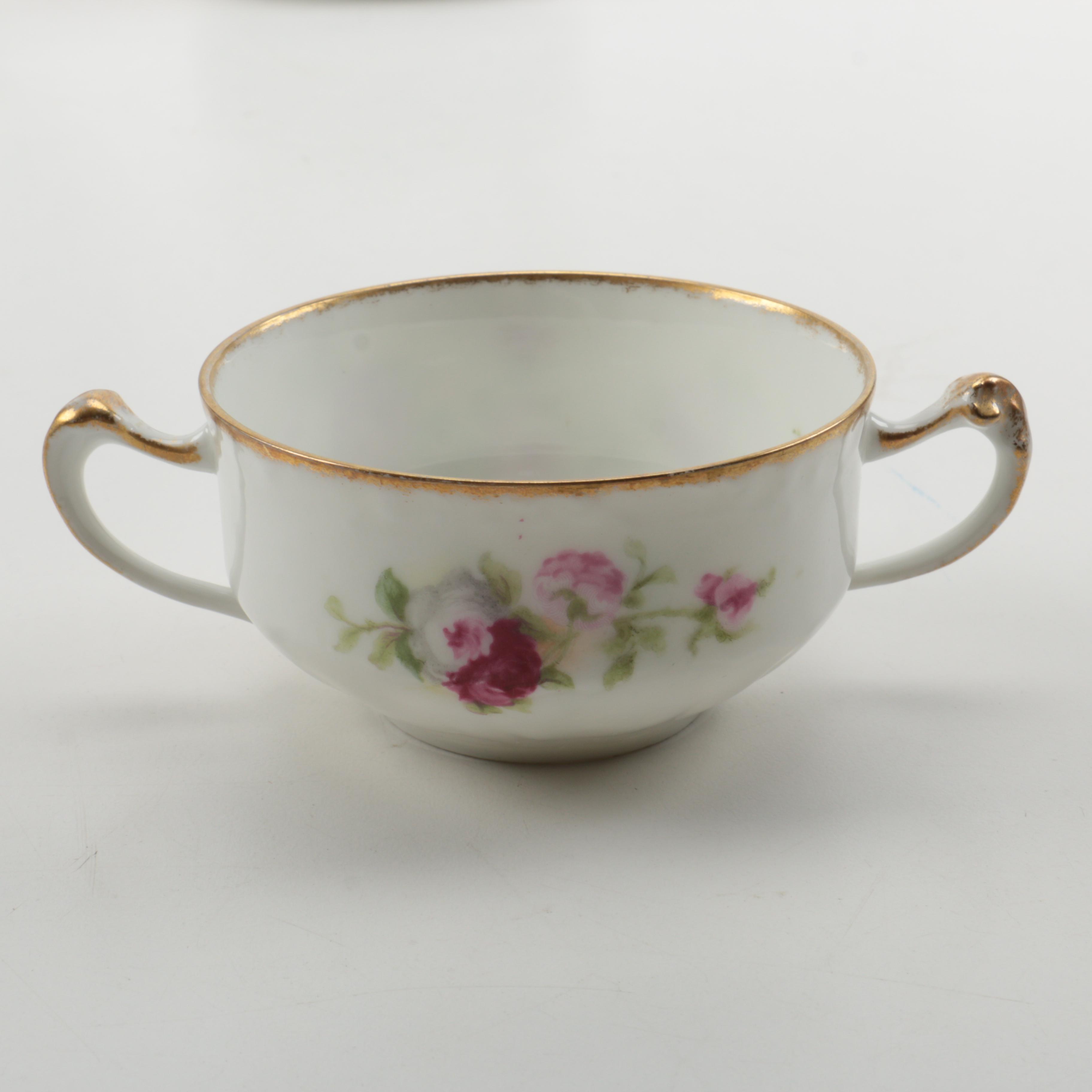 Limoges Cream Soup Bowls and Platter